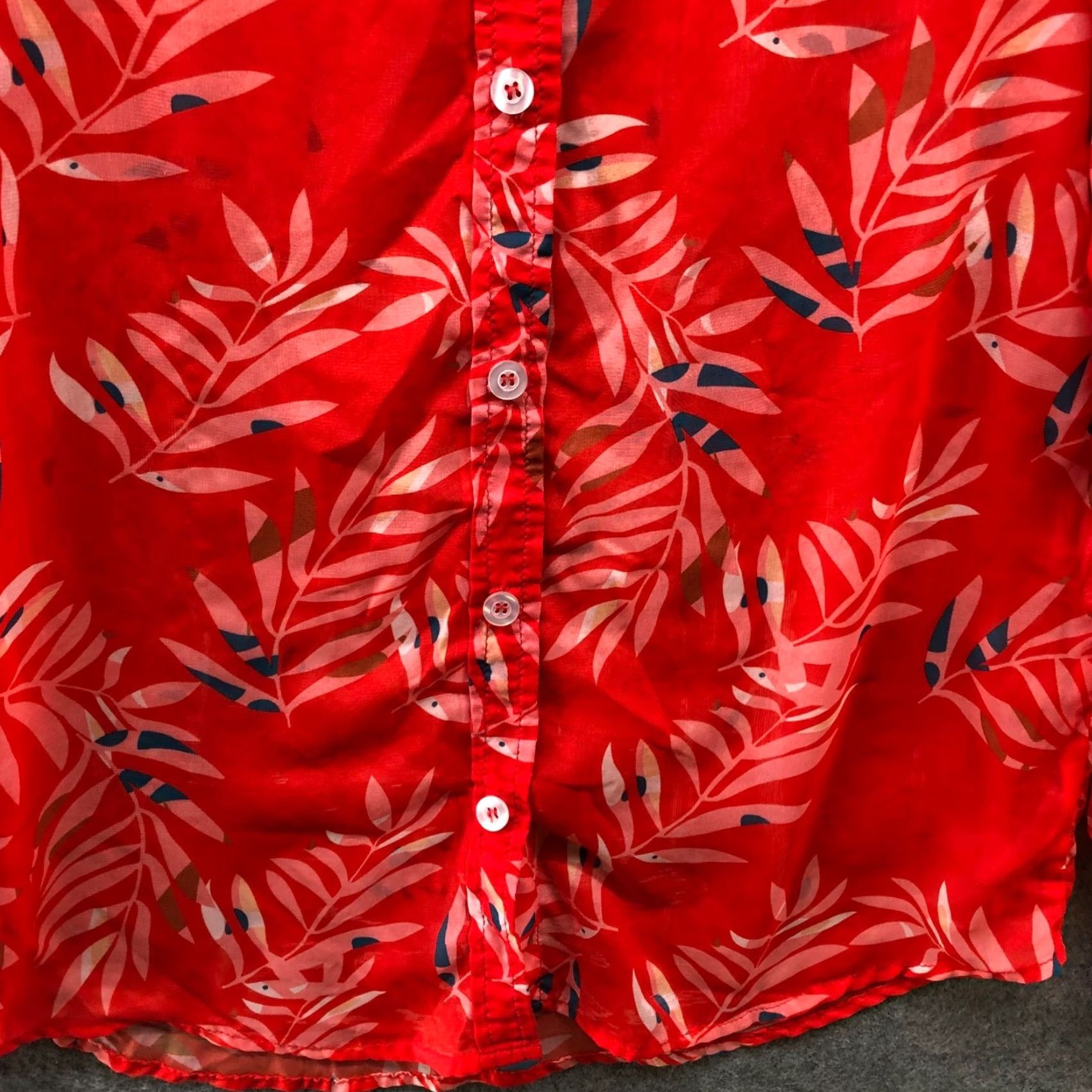 Vintage Womens Blouse Shirt Chiffon Long Sleeve Red Floral Sheer Button Down Size S Blouse Size S / US 4 / IT 40 - 4 Thumbnail