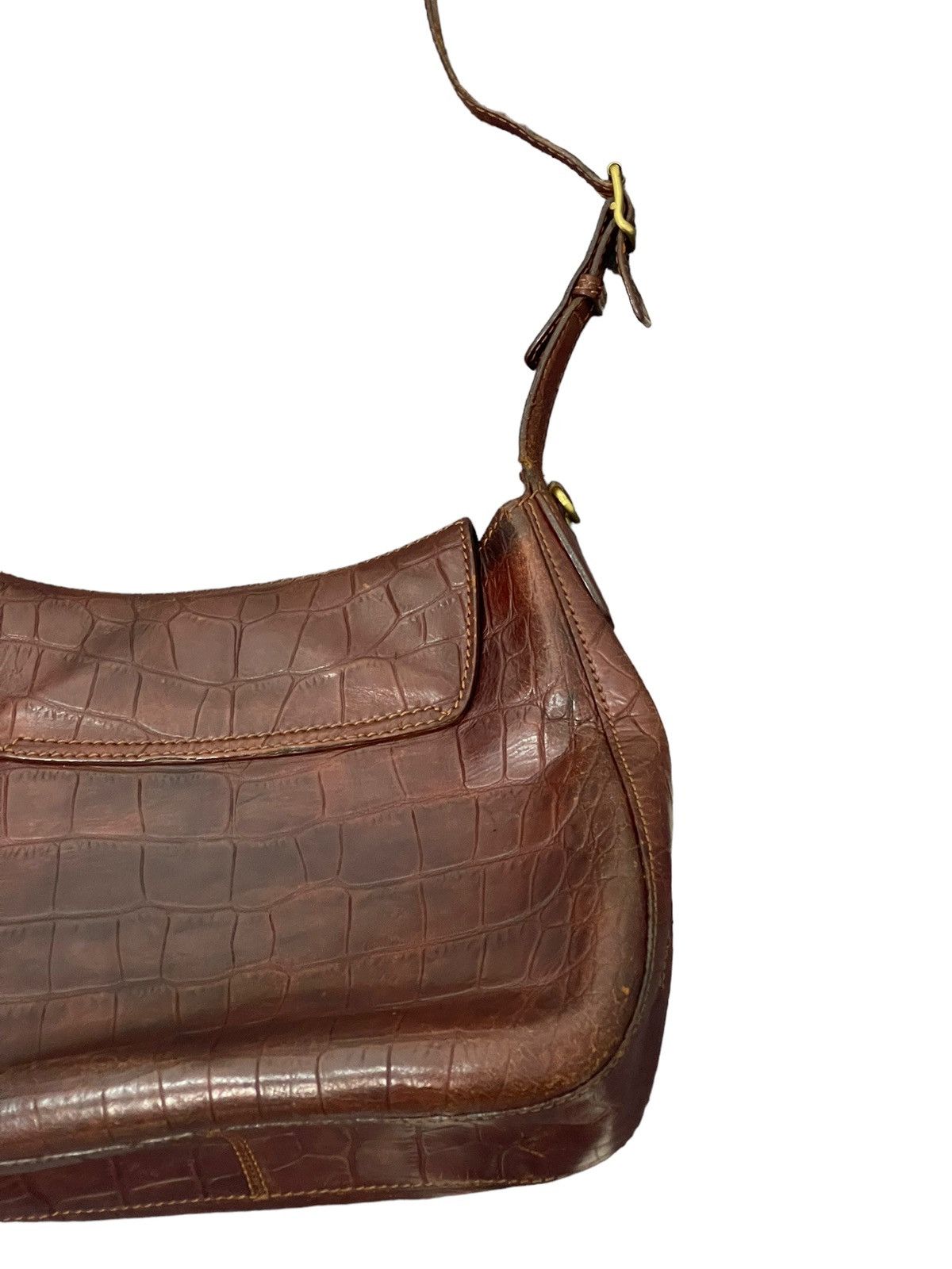Genuine Leather Crocodile Embossed The Bridge Italy Leather Shoulder Bag Size ONE SIZE - 16 Thumbnail