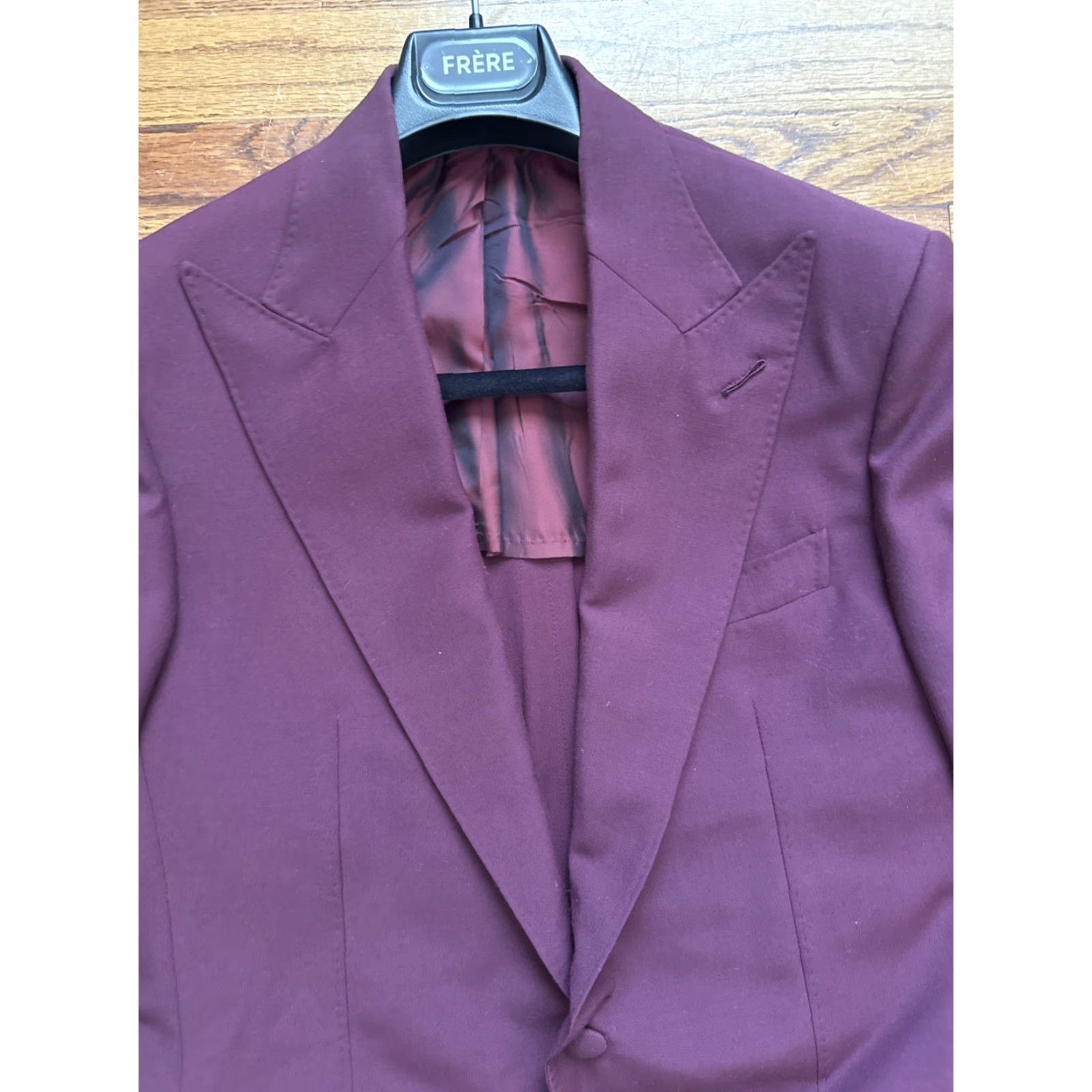 MooRER FRERE MENS SAGE MOORE SOLID WOOL SILK SUIT 2 PIECE SIZE 40 US 50IT Cherry Wool Lining Pre-owned Mens Size 40R - 7 Thumbnail