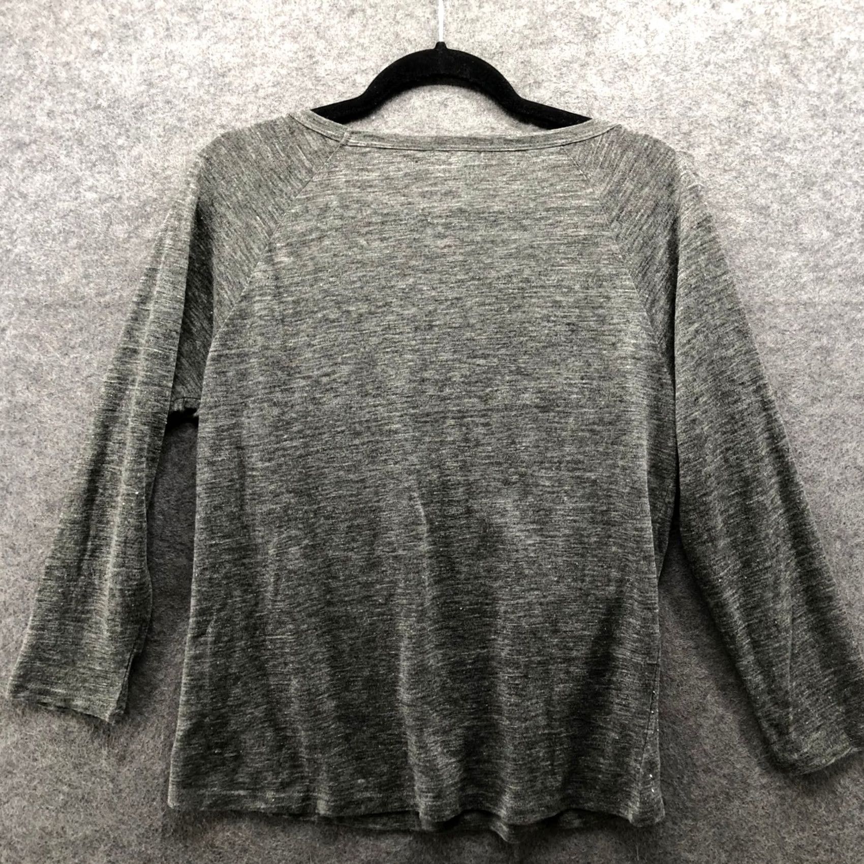 Joie Joie T-Shirt Womens XS Gray Scoop Neck 3/4 Sleeve Knit Linen Silk Beaded Size XS / US 0-2 / IT 36-38 - 2 Thumbnail
