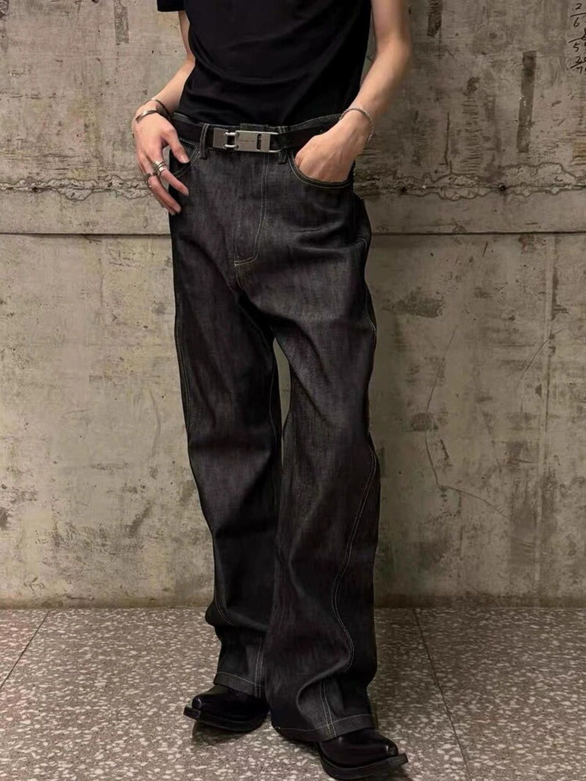 Vintage Wide Leg Raw Denim Jeans, Relaxed Fit Pants Size US 32 / EU 48 - 2 Thumbnail
