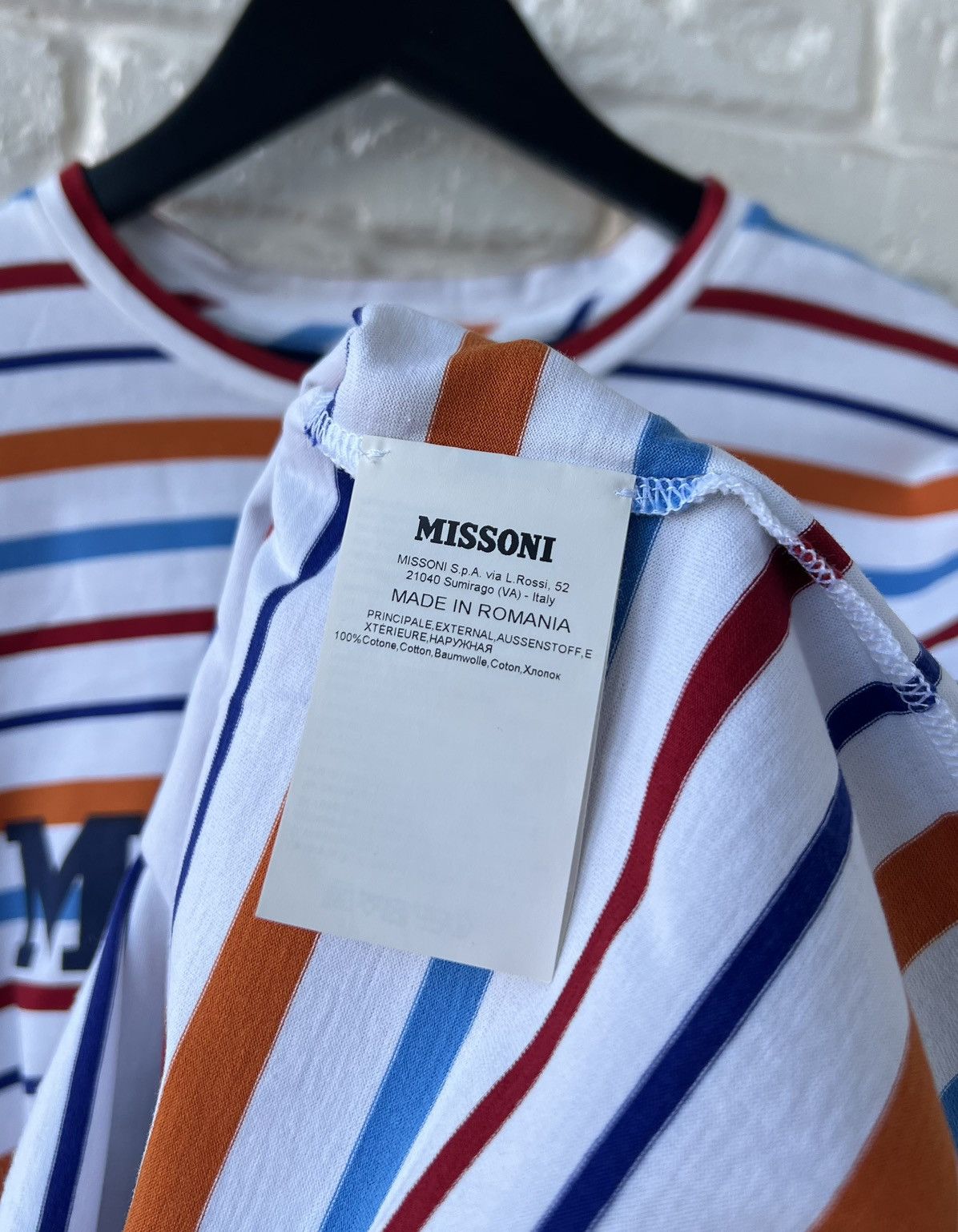 Missoni Missoni Big Logo Striped T-Shirt Tee Size US M / EU 48-50 / 2 - 6 Thumbnail