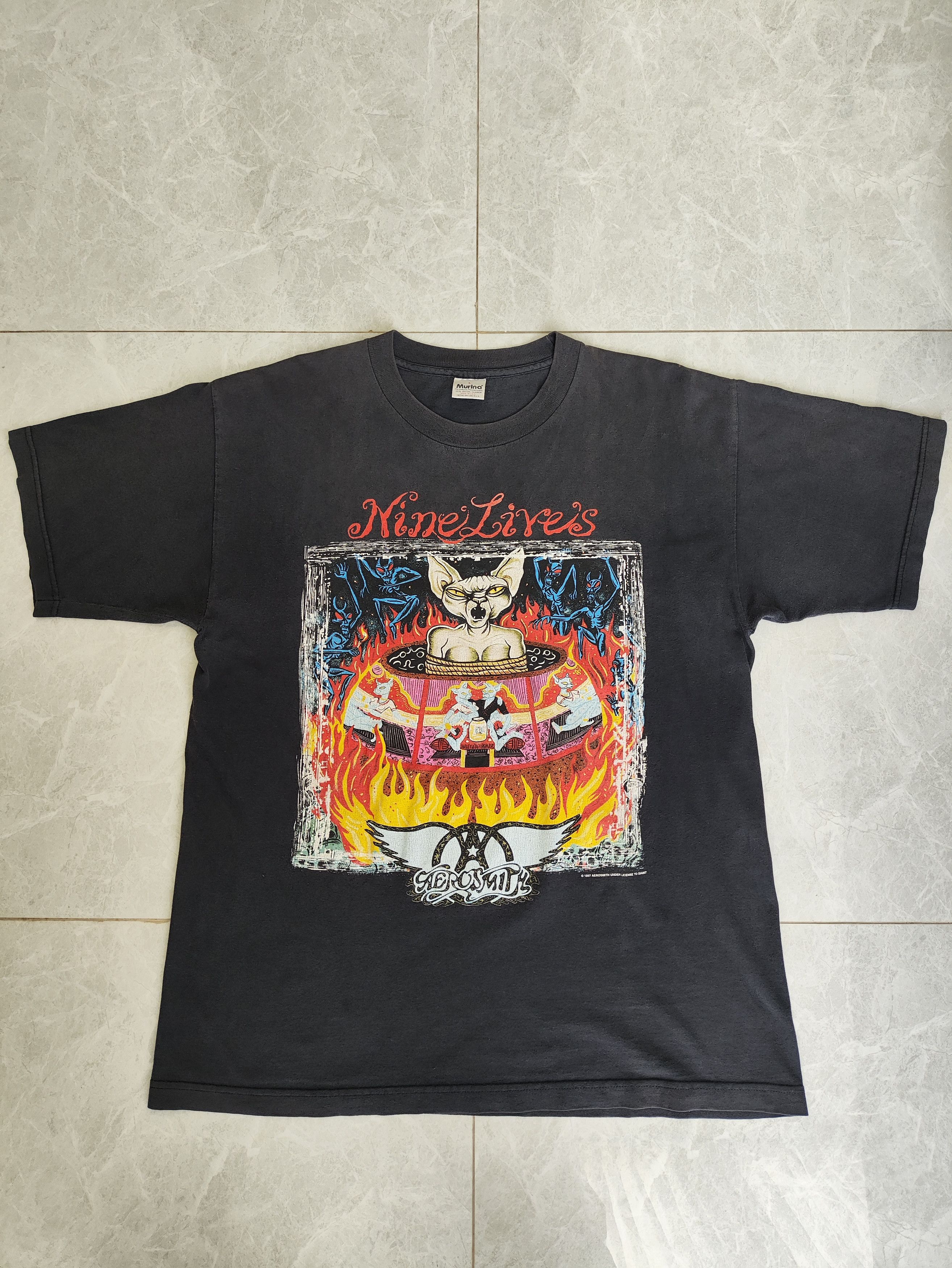 Other Vintage 1997 Aerosmith Nine Lives Tour Faded Black L Size US L / EU 52-54 / 3 - 1 Thumbnail