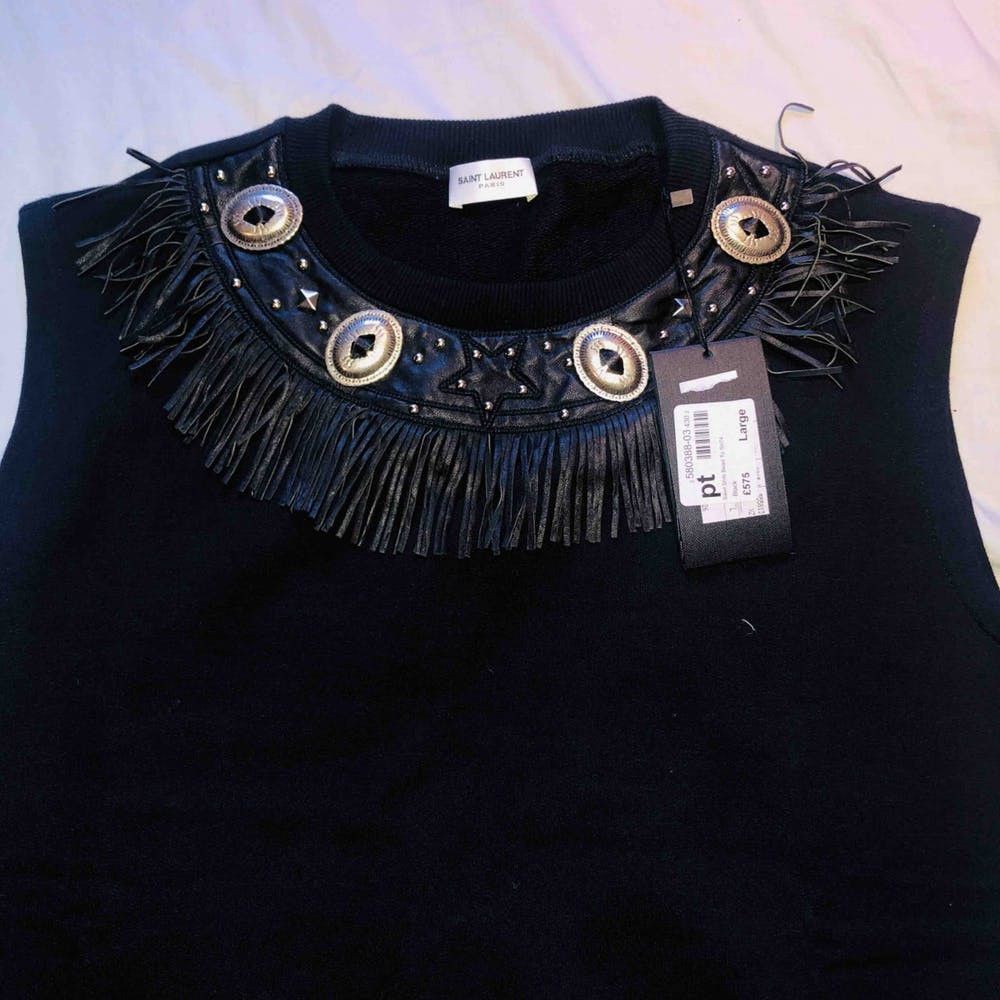 Saint Laurent Paris Crew Neck Western Sleeveless Sweater Vest with Tassel Detail Size US M / EU 48-50 / 2 - 3 Thumbnail