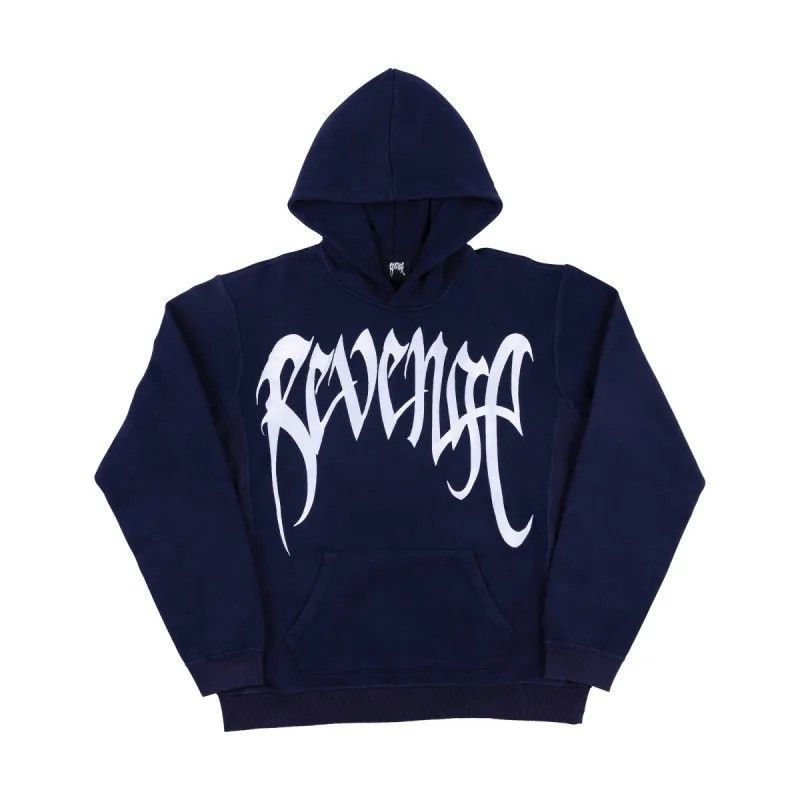 Revenge Revenge Navy White Embroidered Arch Logo Hoodie Grailed