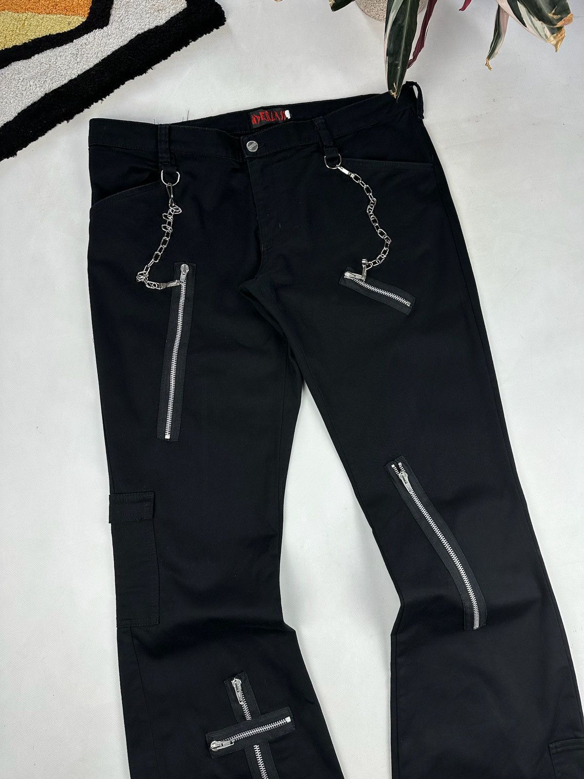 Japanese Brand RARE Aderlass Bondage Pants Cyber Punk flared Size US 35 - 10 Thumbnail