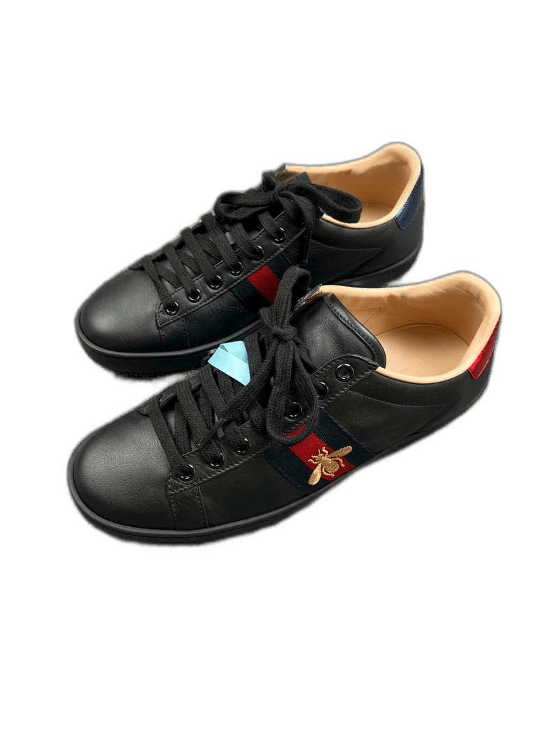 Gucci Black Bee Sneakers in Excellent Condition