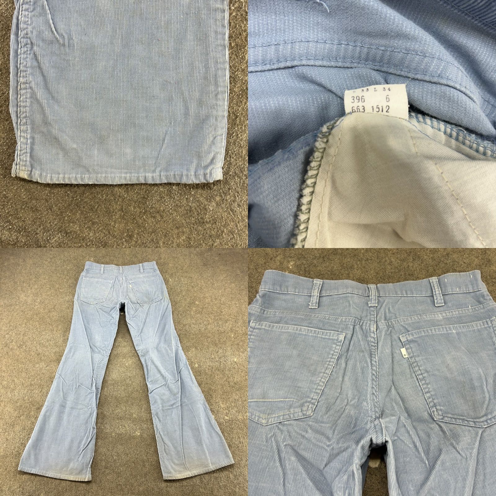 Levi's VINTAGE Levi's Bell Bottom Pants Mens 33x34 Blue Corduroy Bootcut 90s Dis Size US 33 - 8 Thumbnail