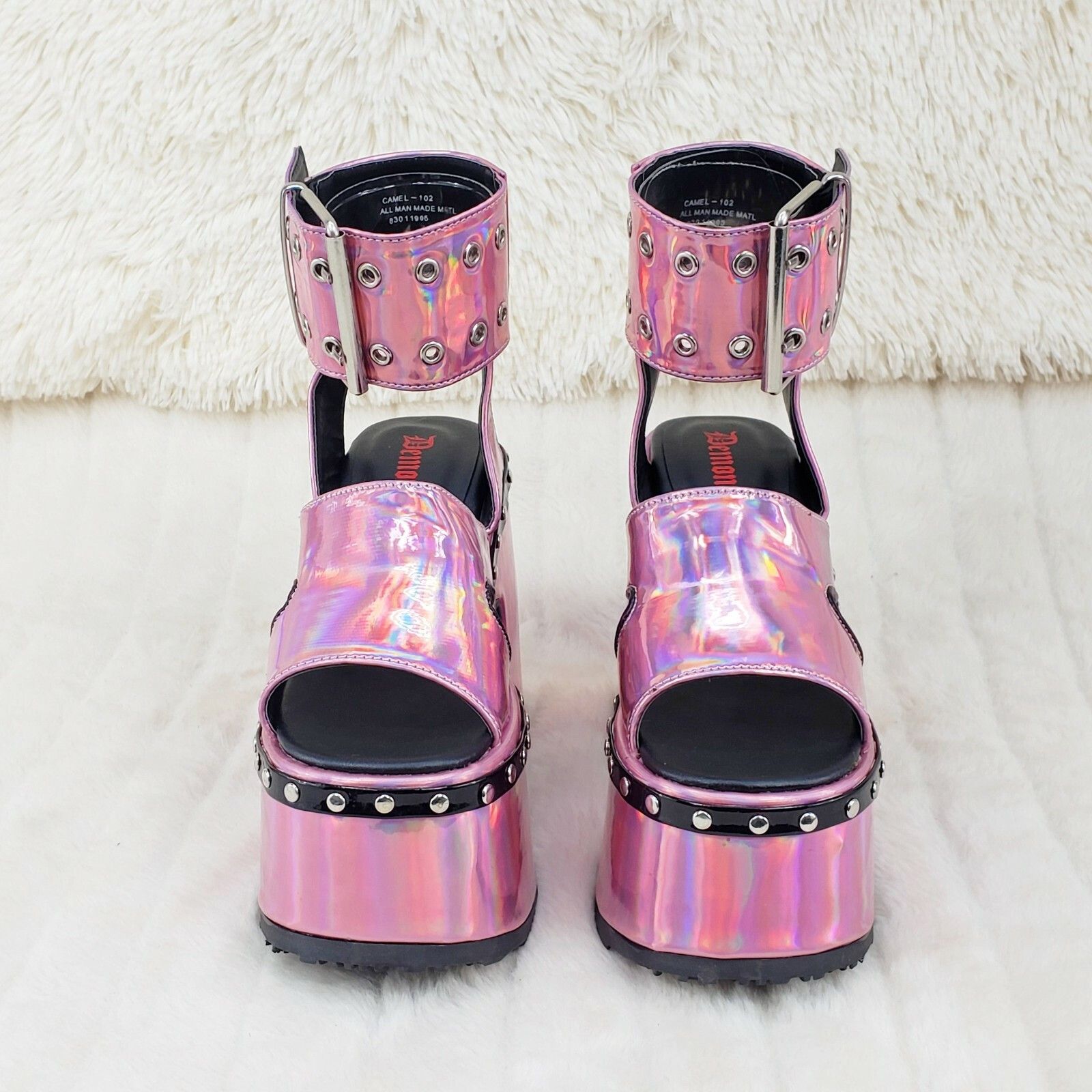 Demonia Cult DEMONIA Camel 102 Stacked Pink Hologram Platform Sandals Got Size US 10 / IT 40 - 9 Thumbnail