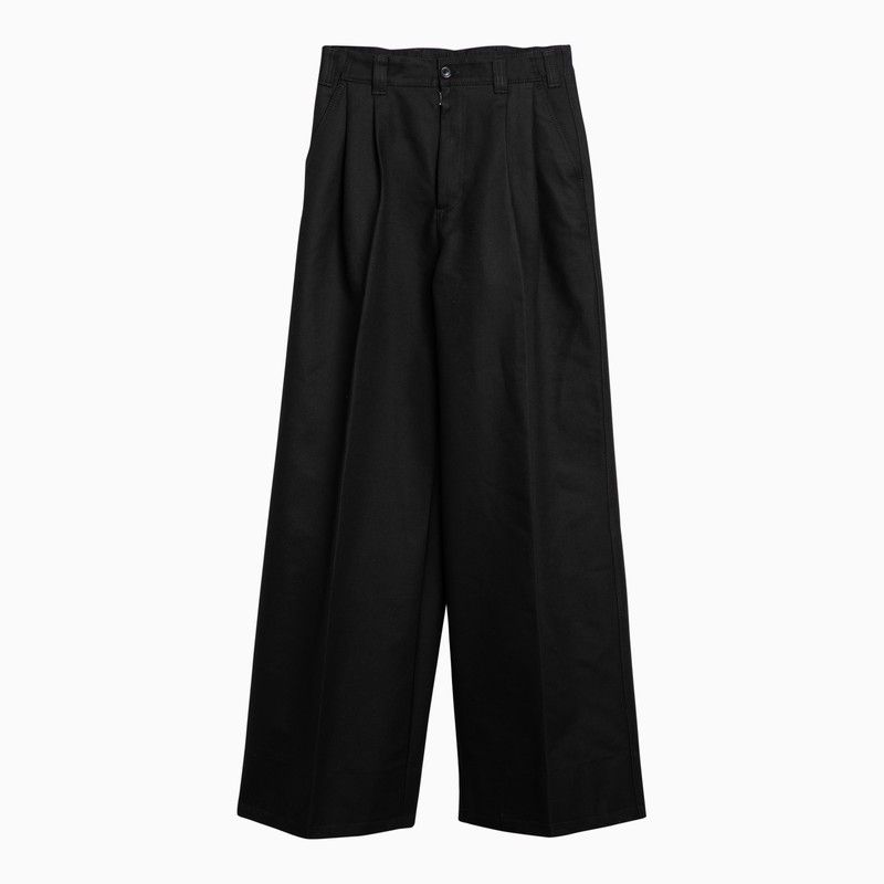 image of Maison Margiela Black Cotton Wide Trousers, Women's (Size 26)