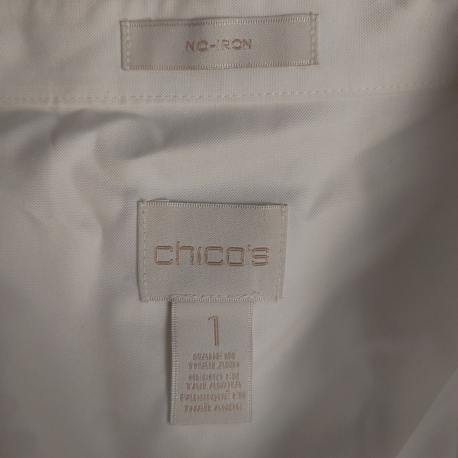 Chicos Chico's No-Iron Women's 1 White Long Sleeve Dress Shirt Size M / US 6-8 / IT 42-44 - 3 Thumbnail