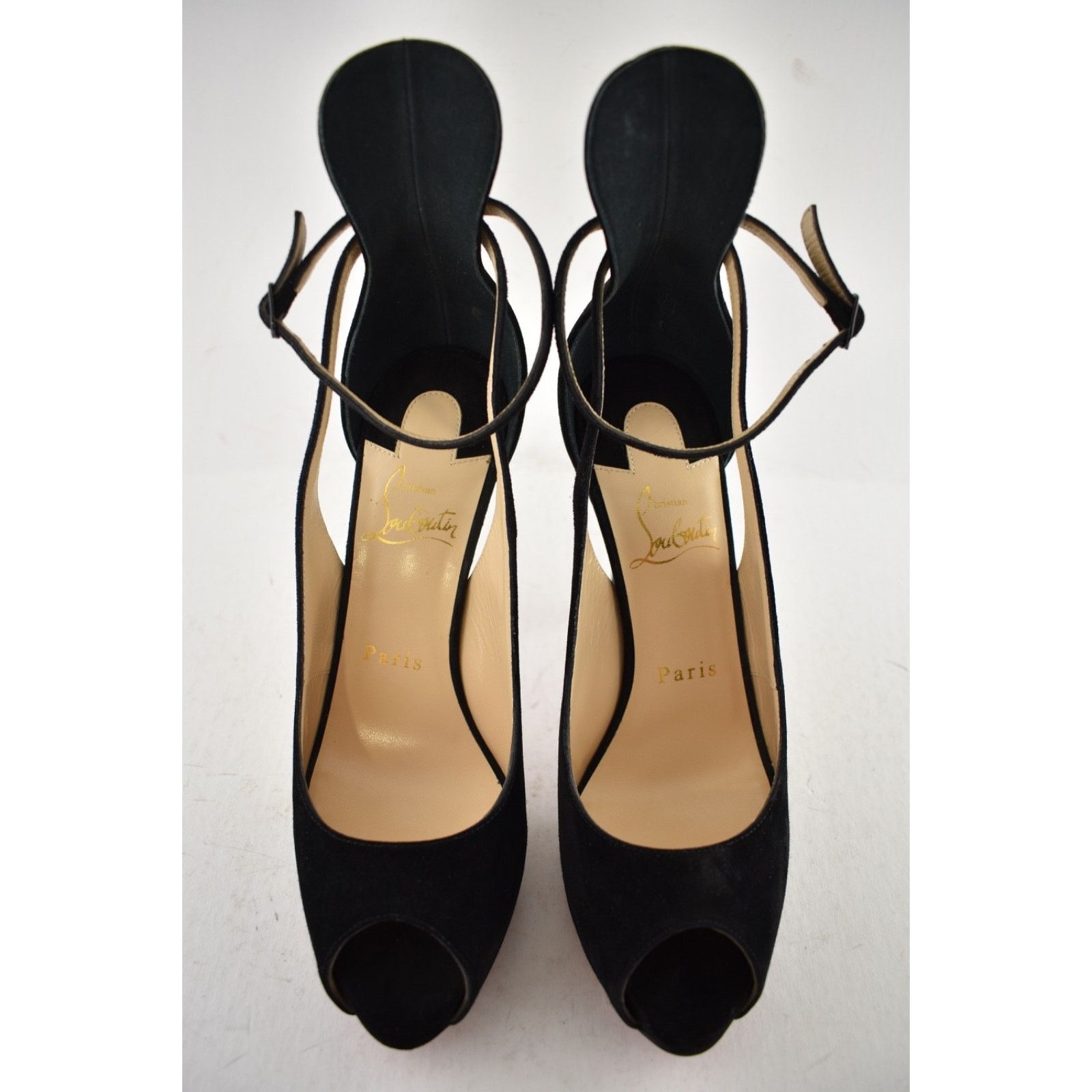 Christian Louboutin Mascaralta 120 Black Suede Peep Platform Sandal Heel Pump 36 Size US 6 / IT 36 - 9 Thumbnail