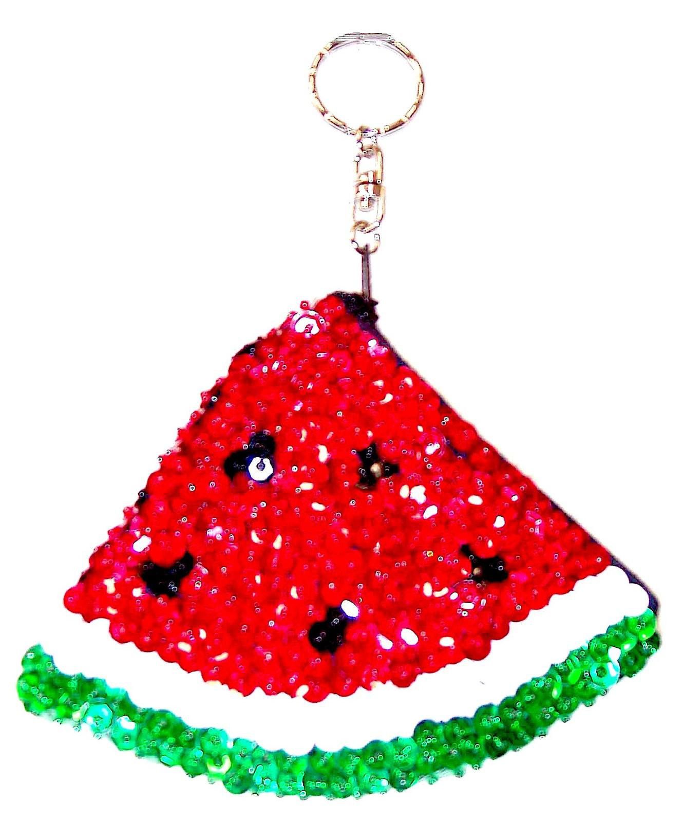 Designer Sequin Beaded Coin Purse Keychain WATERMELON Size ONE SIZE - 1 Preview