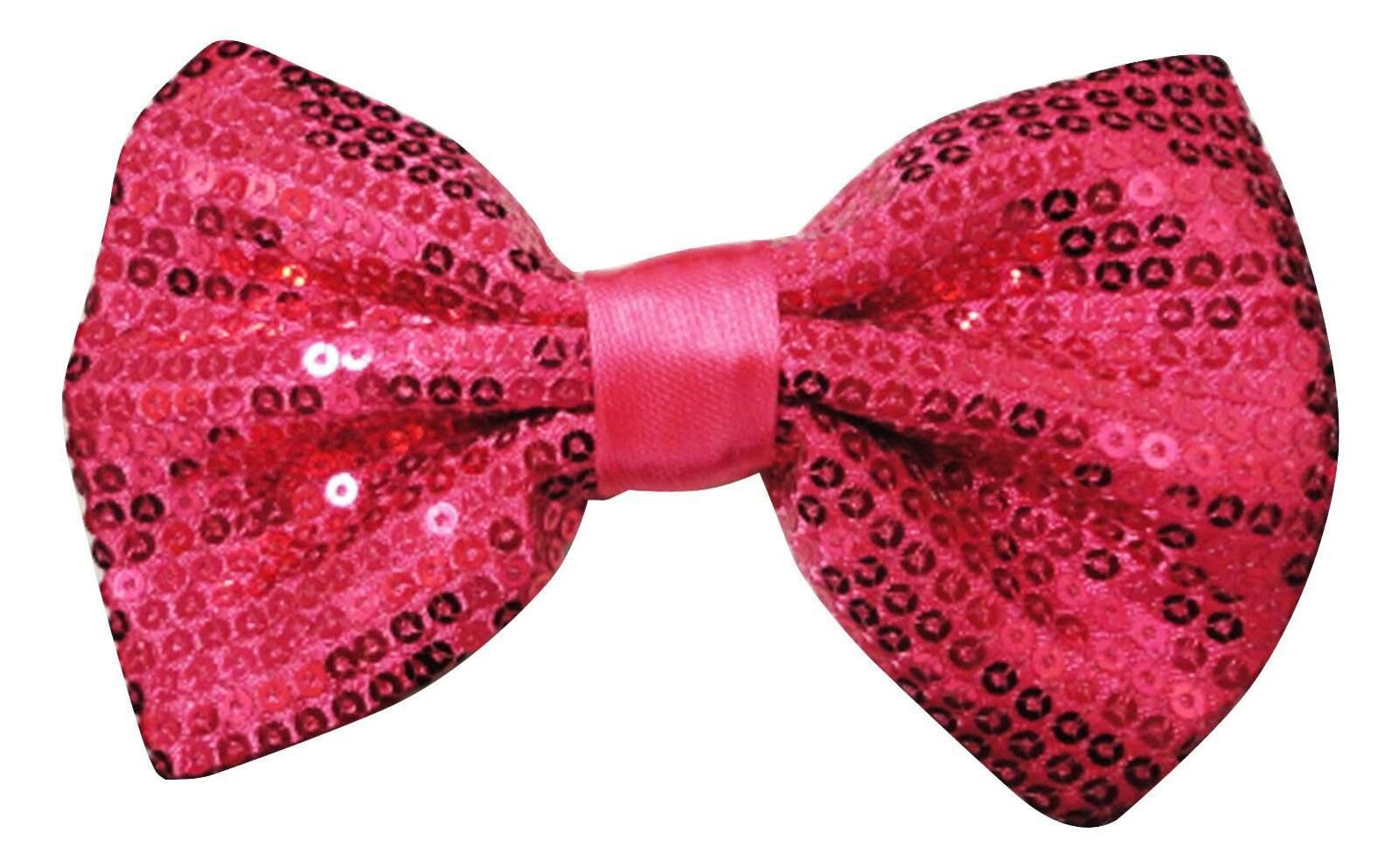 Designer Sequins Fabric Bow Tie FUSHIA HOT PINK Adult Unisex Size ONE SIZE - 1 Preview