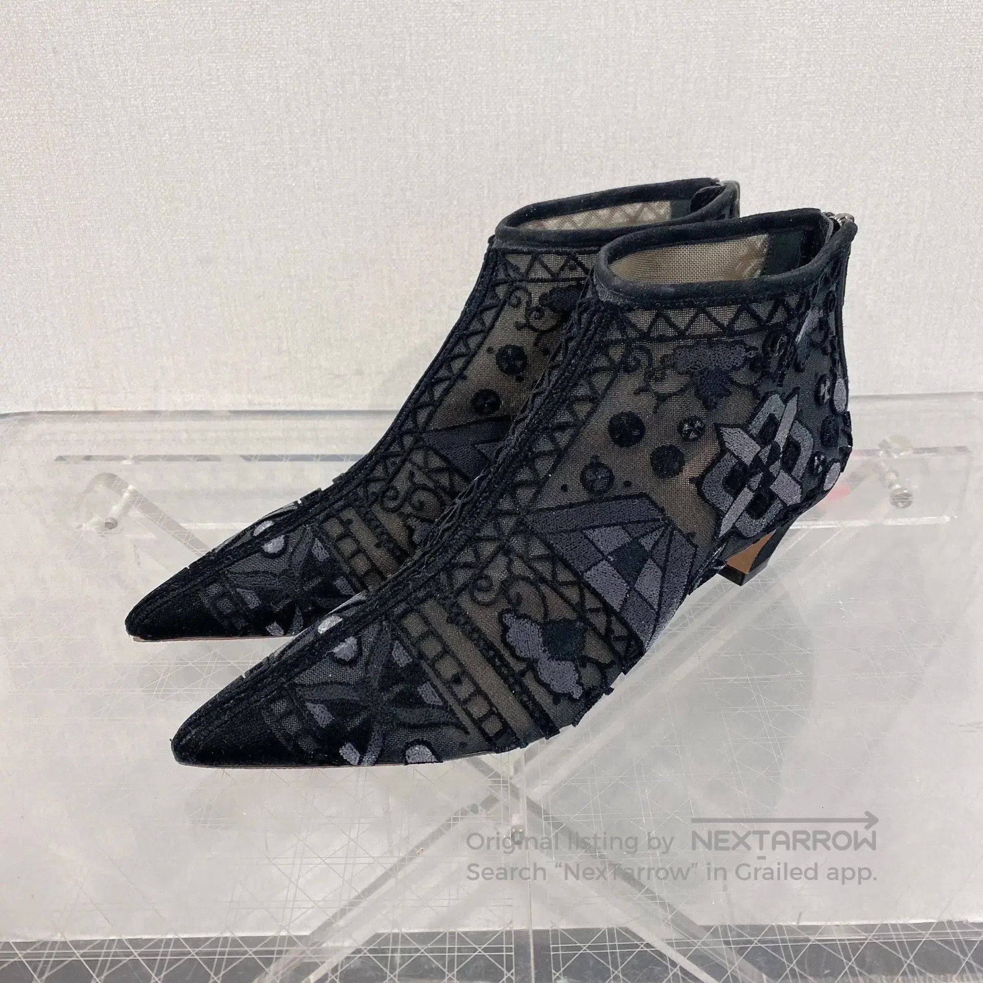 Dior Dior Black Velvet Low-Heel Ankle Boots. Size US 6.5 / IT 36.5 - 1 Thumbnail