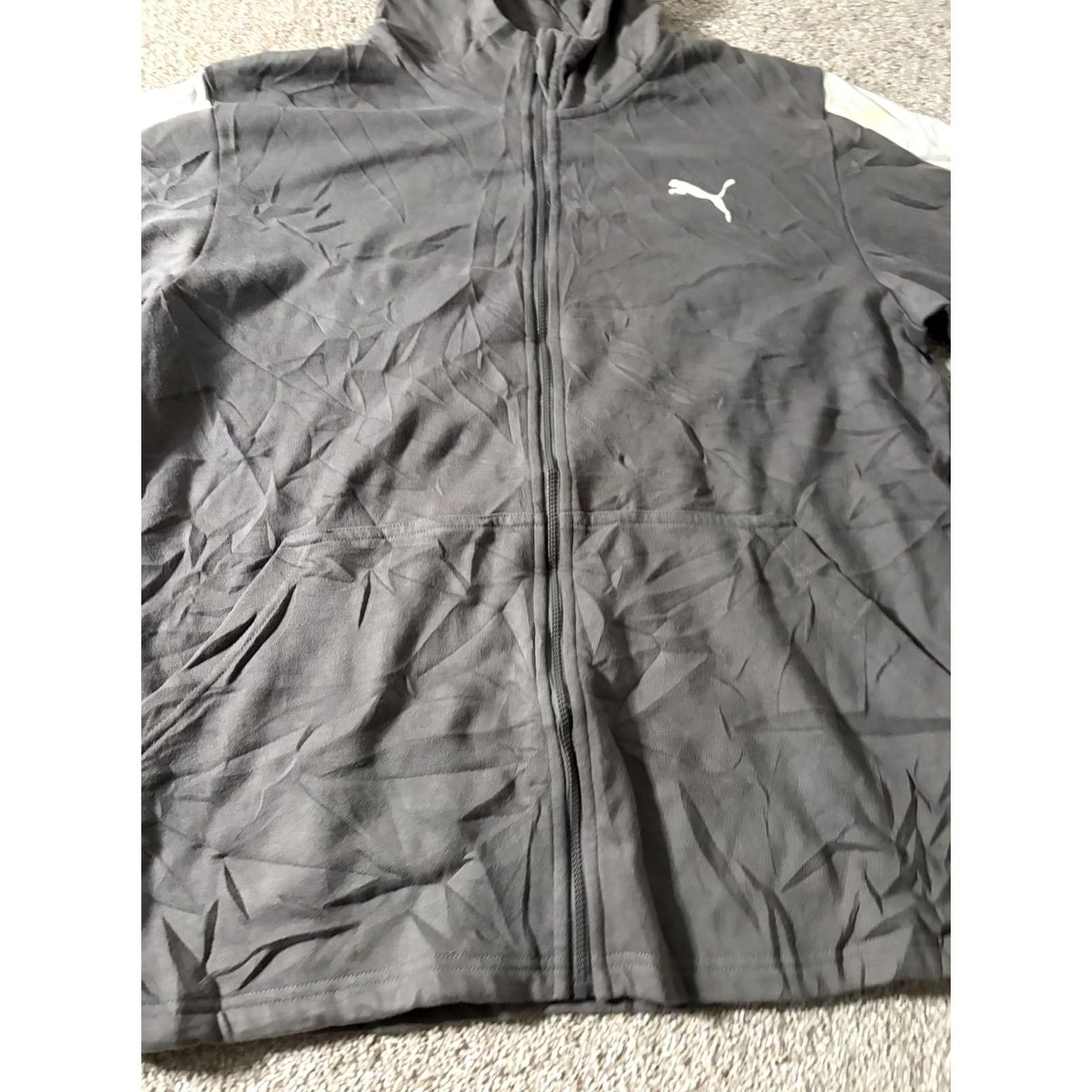 Puma PUMA Hoodie Mens M Gray Full Zip Logo Sweatshirt Sleeve Stripe Athletic Hoodie Mens Gray Full Zip Logo PUMA Size US M / EU 48-50 / 2 - 3 Thumbnail