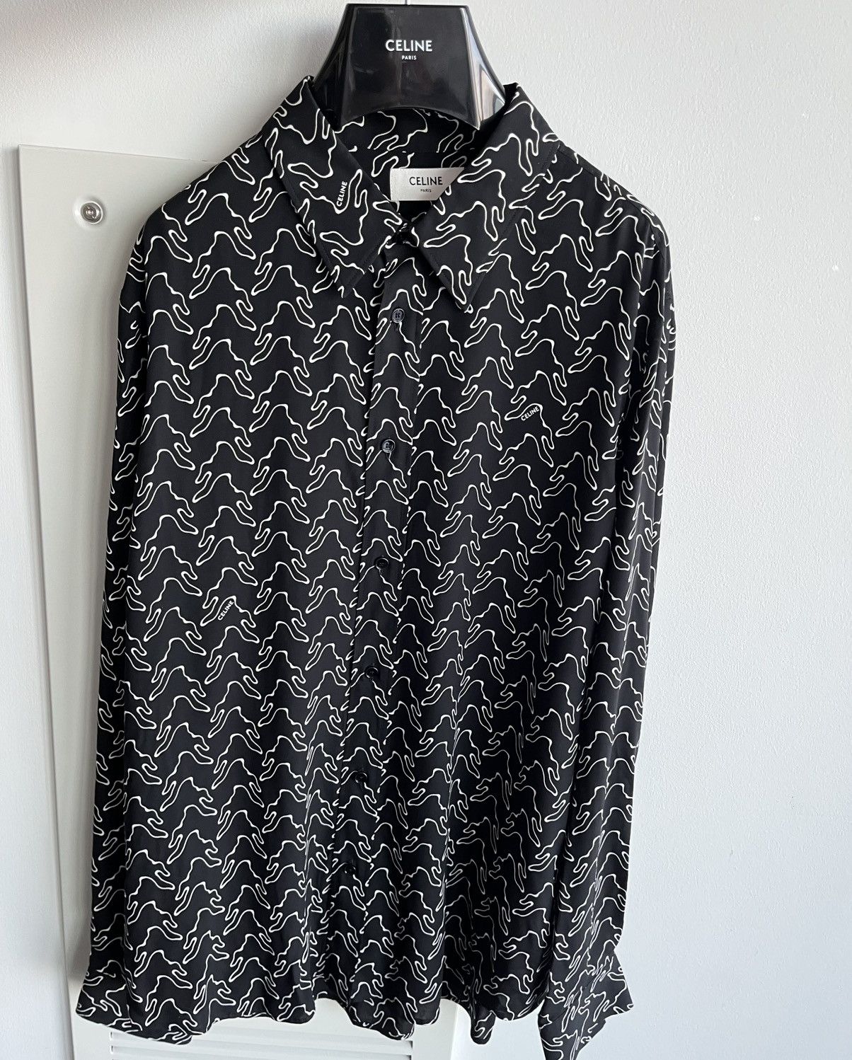 Celine × Hedi Slimane Super Runway Geometric Logo Shirt Celine Hedi Slimane Rare Size US XL / EU 56 / 4 - 15 Thumbnail