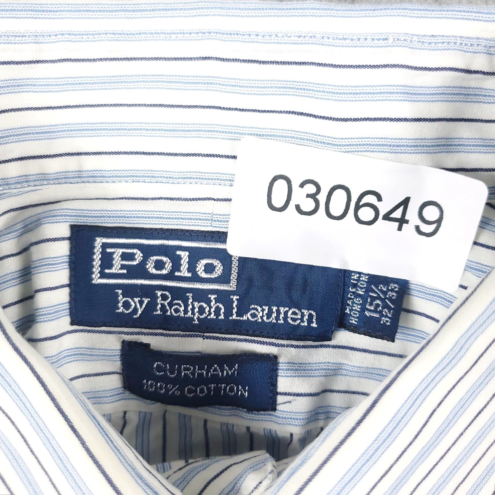 Ralph Lauren Ralph Lauren Dress Shirt Men 15.5 Blue Stripe Button-Down Long Sleeve Non-Iron Collared Regular Fit, Classic American Style, Cotton, Vintage: No Size 40R - 6 Thumbnail