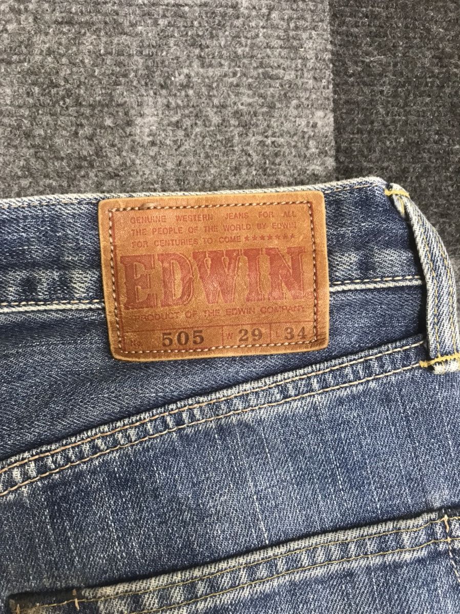 Edwin EDWIN 505 Selvedge Thrashed Distressed Jeans Size US 31 - 18 Thumbnail