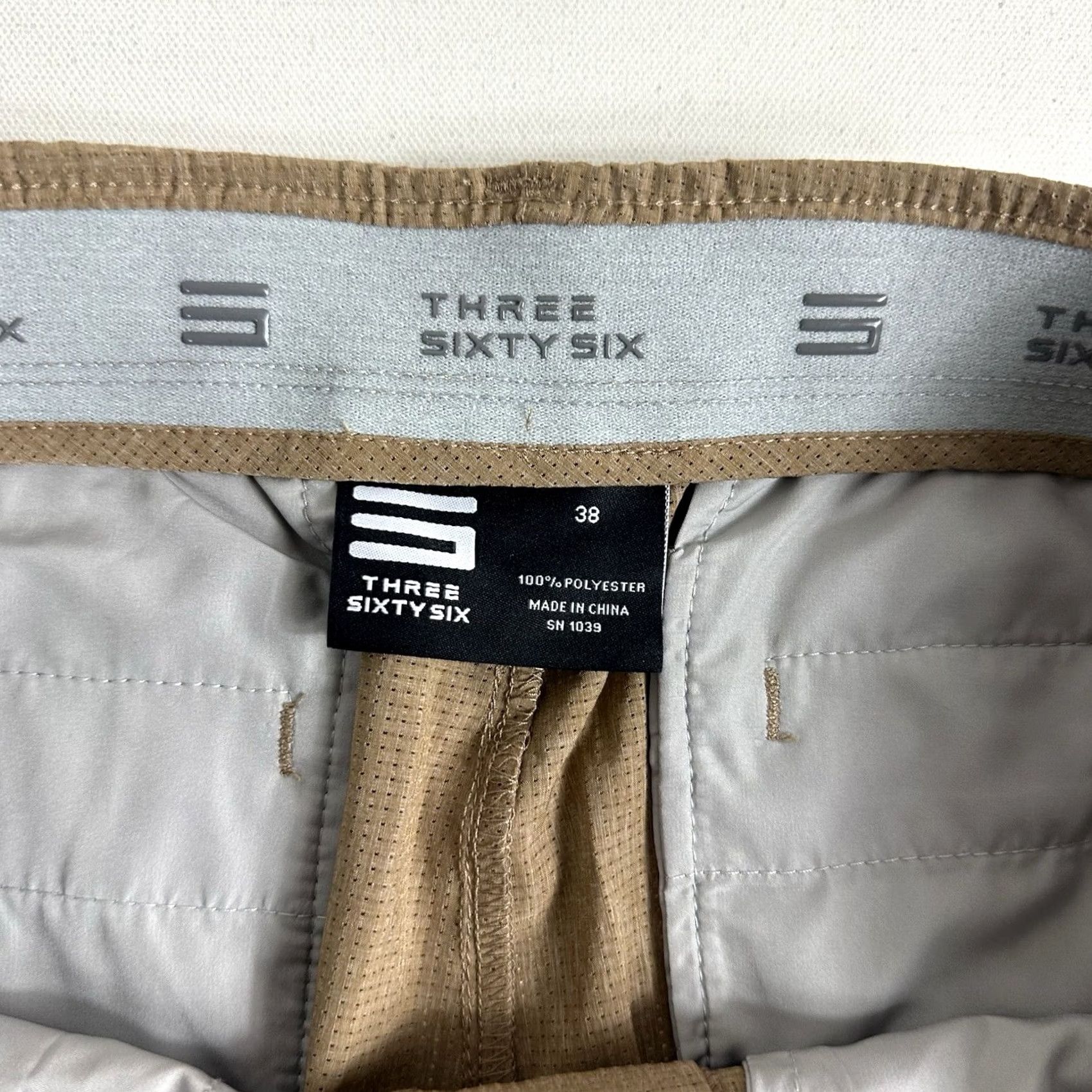 Vintage Three Sixty Six Shorts Mens 38 Brown Chino Flat Front Elastic Waist Pocket Slim? Size US 38 / EU 54 - 7 Thumbnail