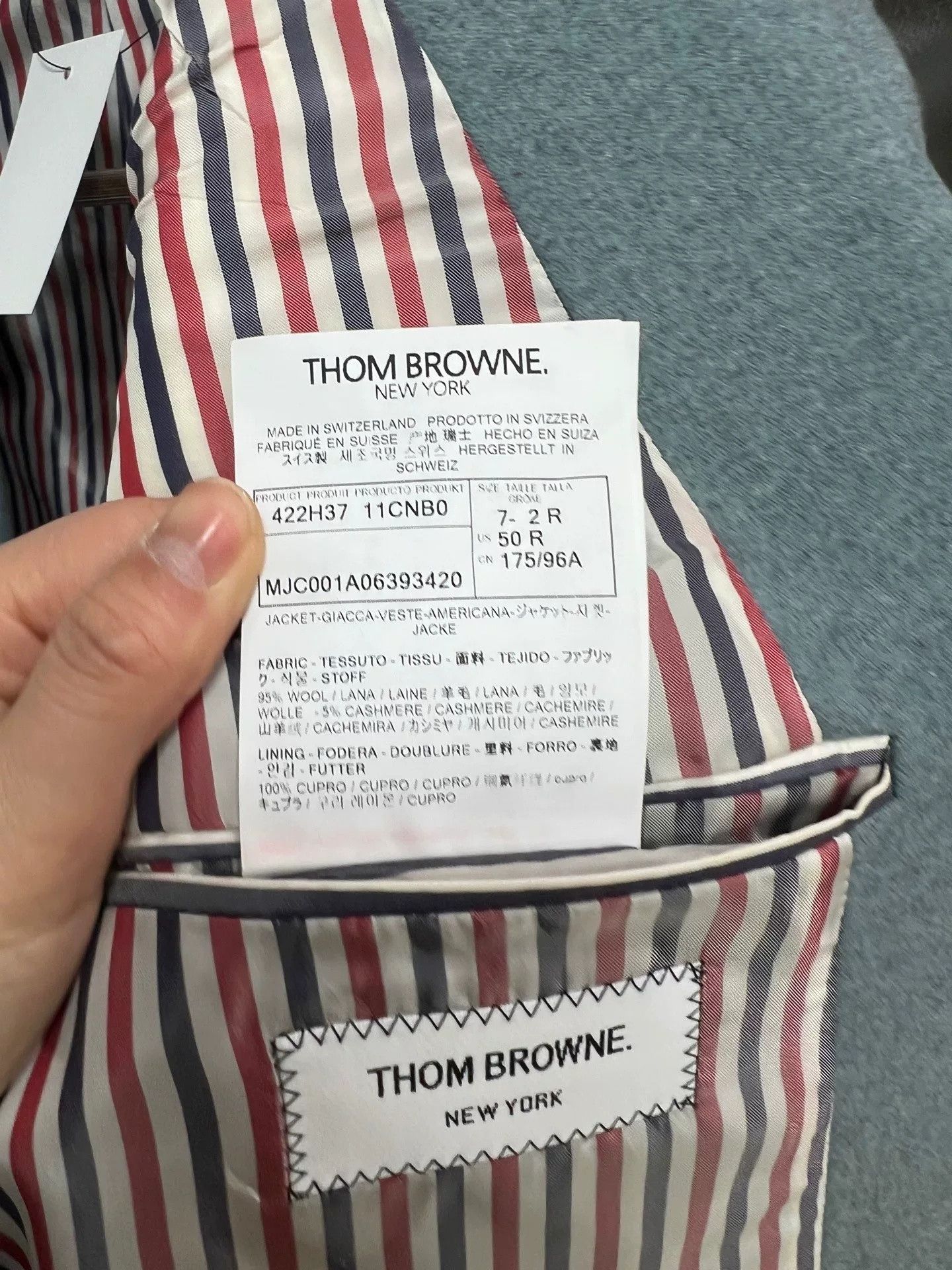 Thom Browne Thom Browne Haze Blue Wool Stripe Blazer Size US M / EU 48-50 / 2 - 4 Thumbnail
