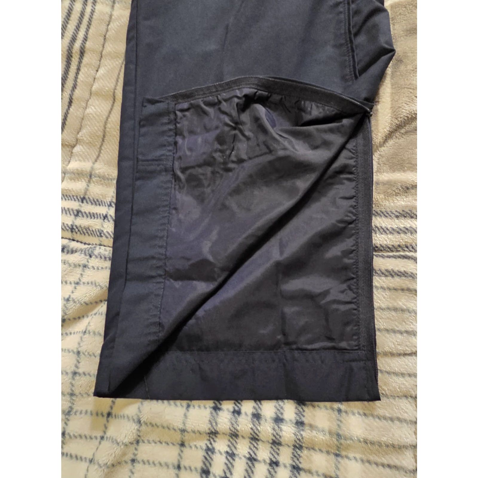 Nike VINTAGE Nike Track Pants Windbreaker Wide-Leg Ankle Zip Lined Navy Blue Large Size US 33 - 3 Thumbnail