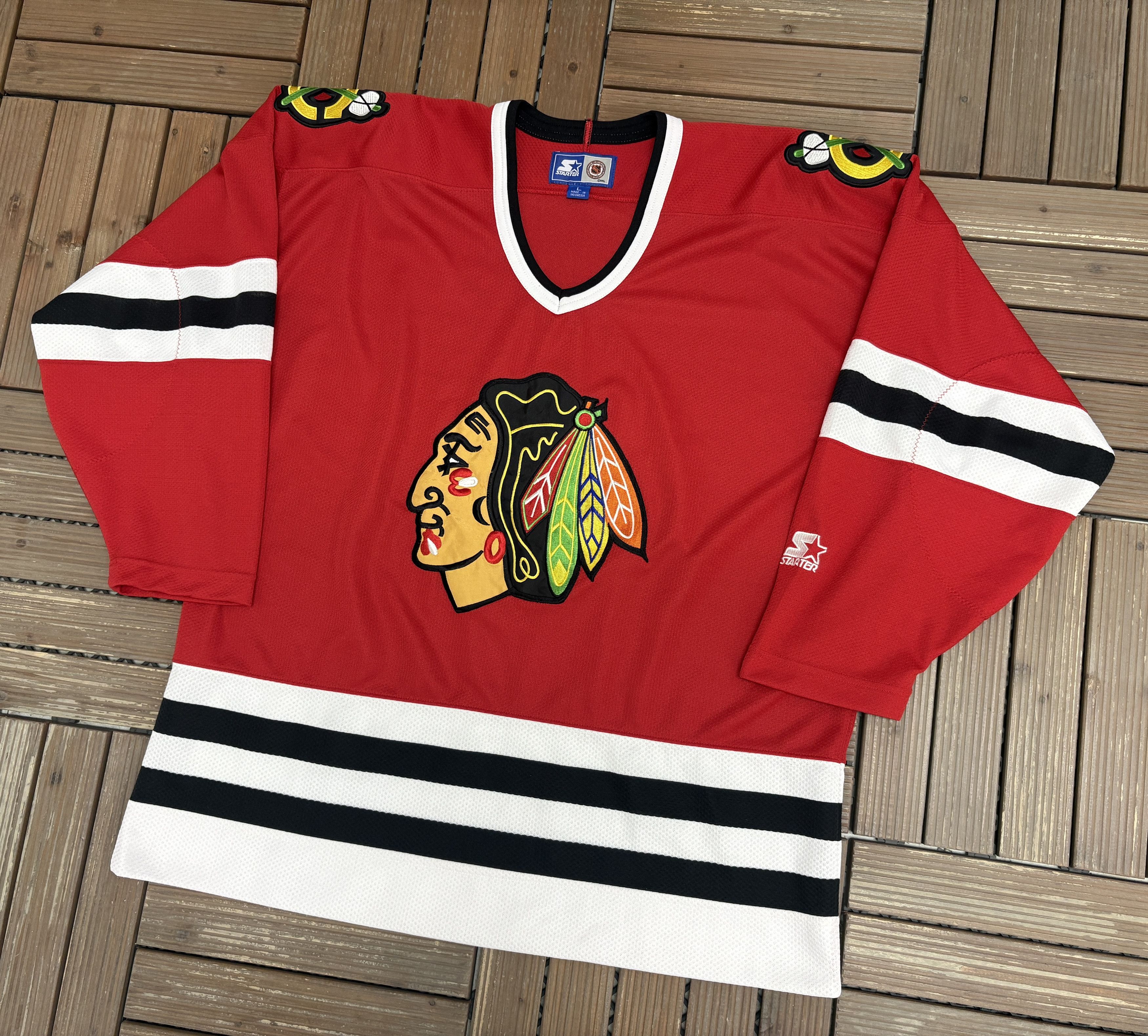 Starter Chicago Blackhawks Stitched Vintage Hockey Jersey Size US L / EU 52-54 / 3 - 3 Thumbnail