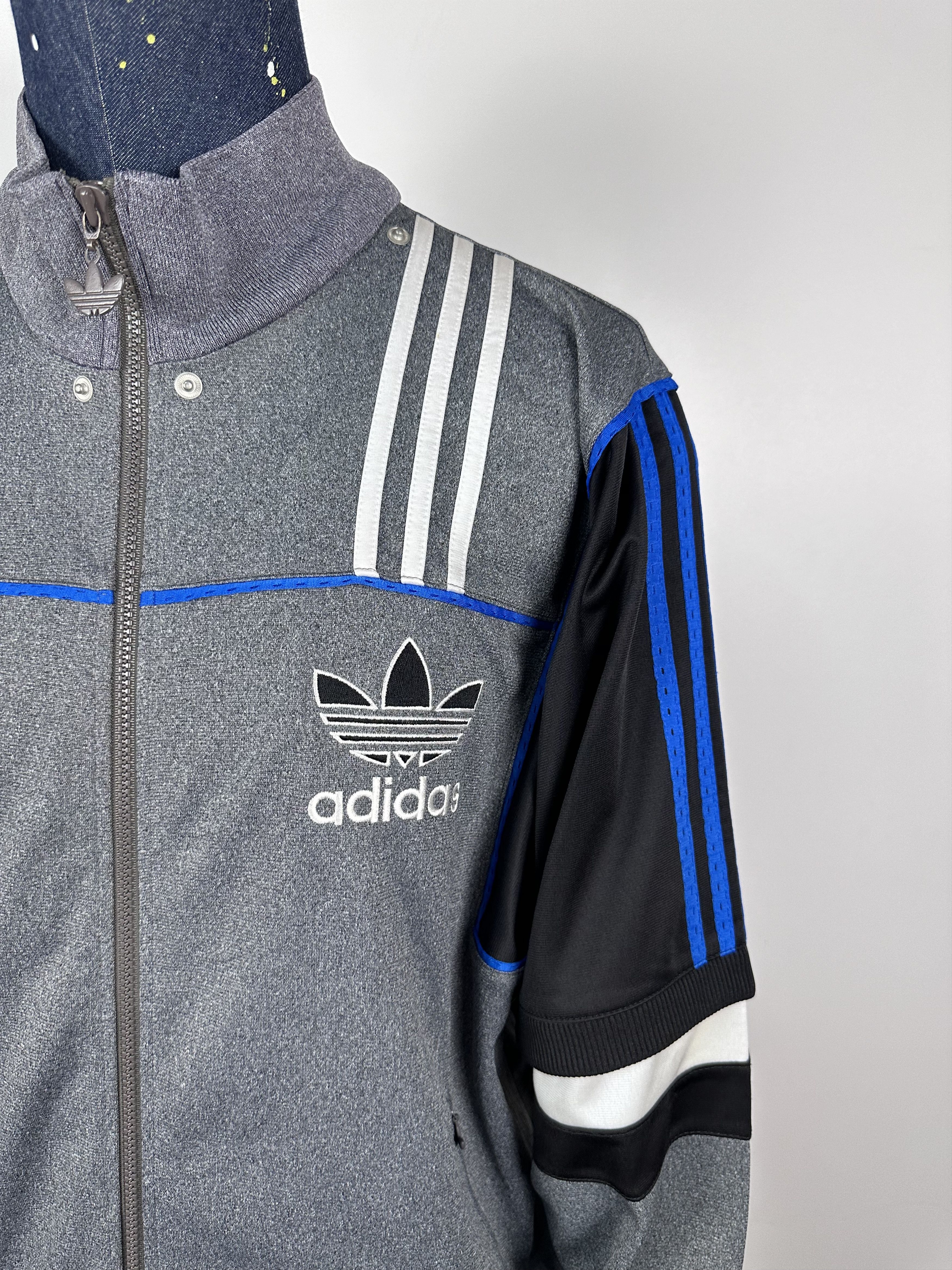 Adidas × Vintage Adidas Vintage 90s Gray Blue Track Tracksuit Top Jacket Size US M / EU 48-50 / 2 - 3 Thumbnail