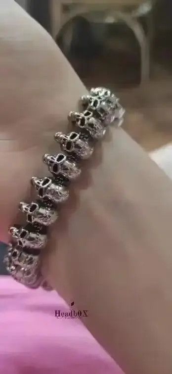 Other Punk Skeleton Skull Titanium Steel Bracelet Size ONE SIZE - 1 Thumbnail