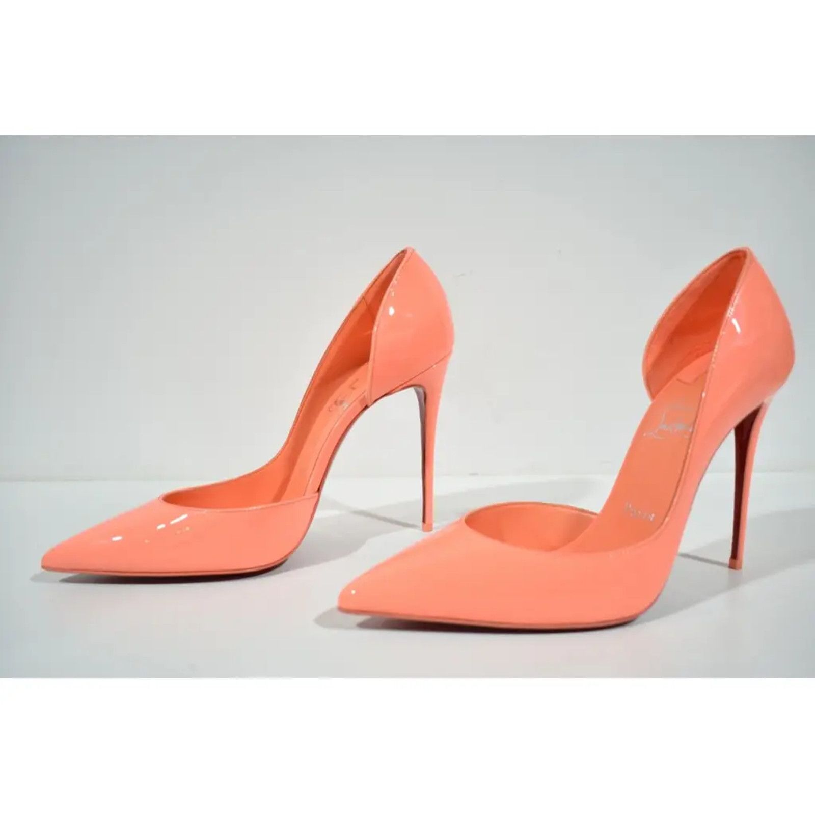 Christian Louboutin Iriza 100 Drag Orange Patent Leather D'Orsay Heel Pump 37.5 Size US 7.5 / IT 37.5 - 9 Thumbnail