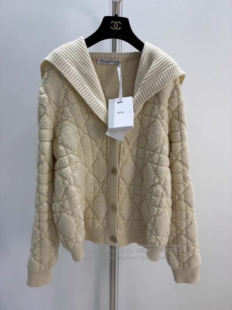 Dior Dior Diamond check navy collar knitted cardigan jacket Size M / US 6-8 / IT 42-44 - 1 Thumbnail