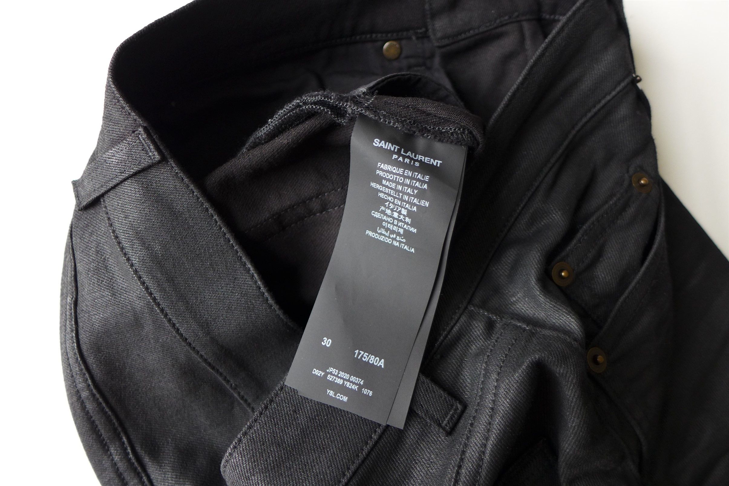 Saint Laurent Paris Saint Laurent D02 Jeans --- Coated Black Denim Size US 30 / EU 46 - 17 Thumbnail