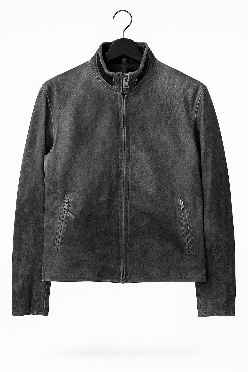 Boycott Vintage BOYCOTT Distressed Gray Leather Jacket Minimalist Size US M / EU 48-50 / 2 - 1 Thumbnail