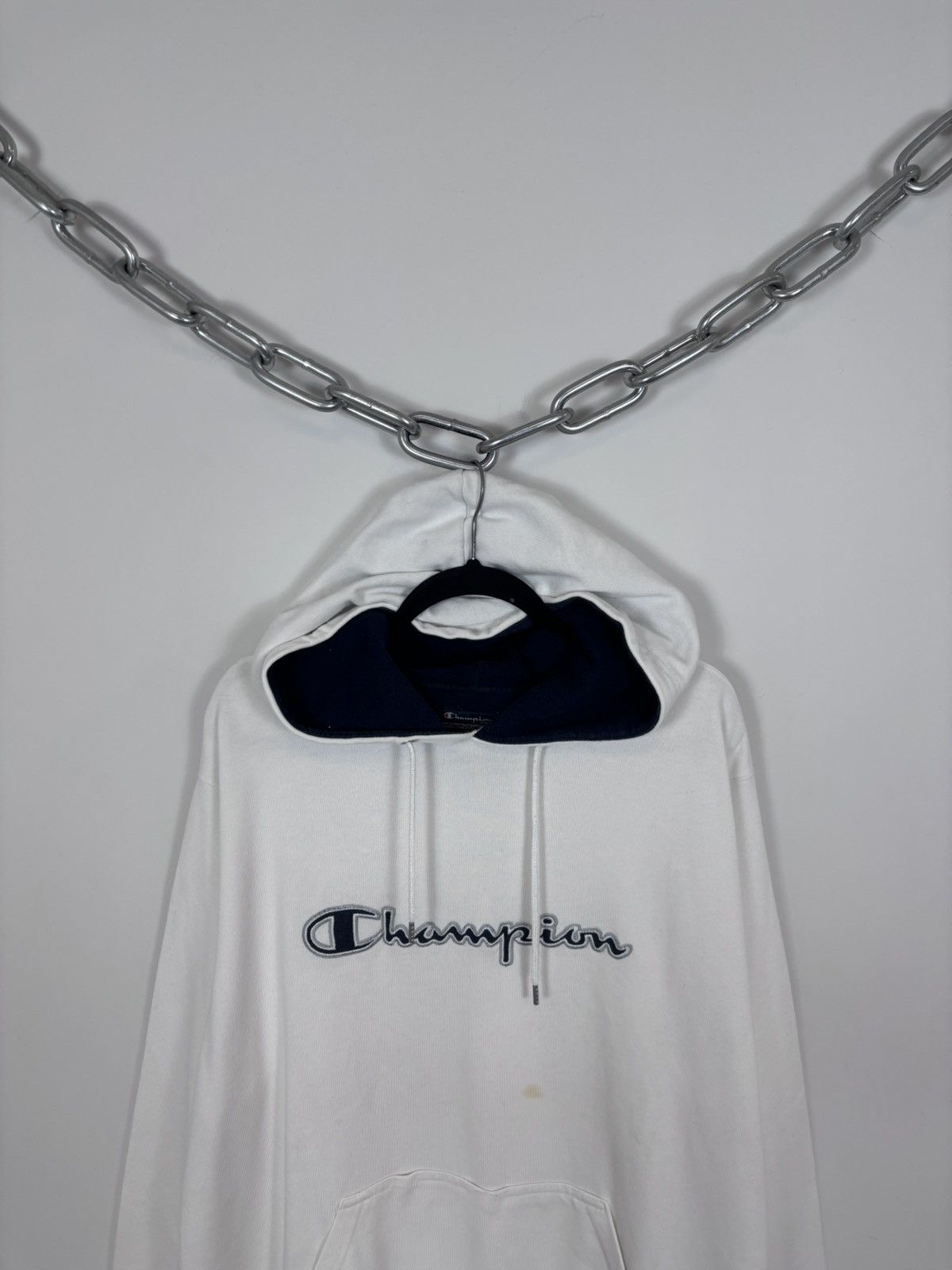 Champion Vintage Champion Big Embroidered Logo White Baggy Hoodie Size US XXL / EU 58 / 5 - 2 Thumbnail