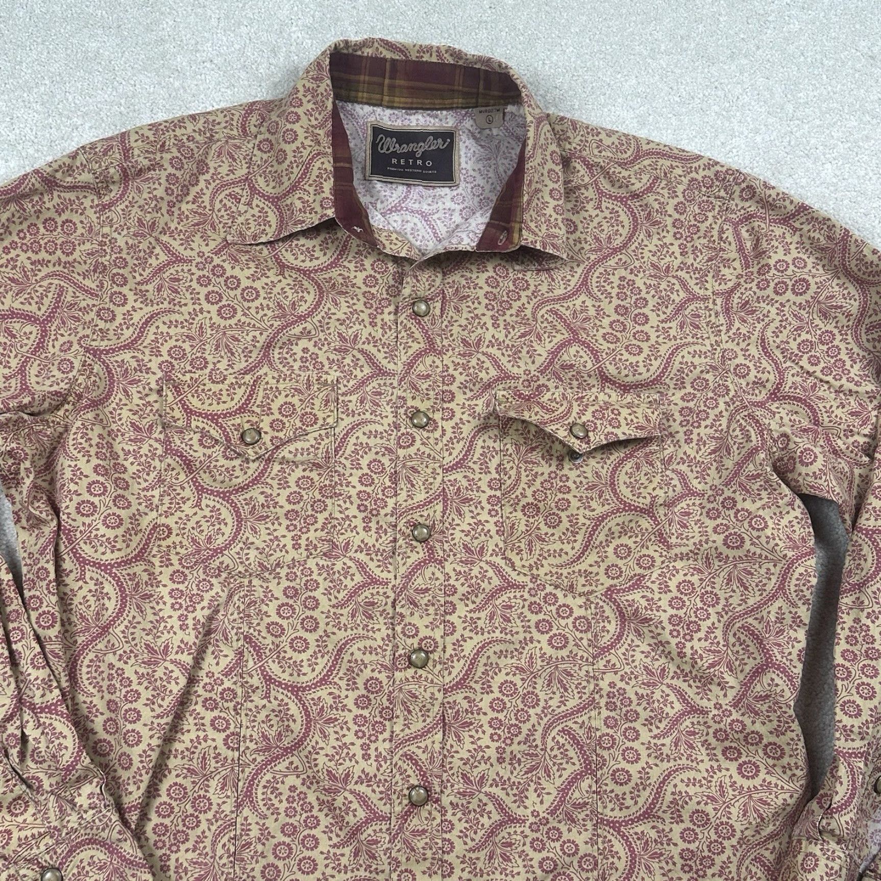 Wrangler VINTAGE Wrangler Retro Pearl Snap Womens Large Brown Paisley Shirt Size L / US 10 / IT 46 - 2 Thumbnail