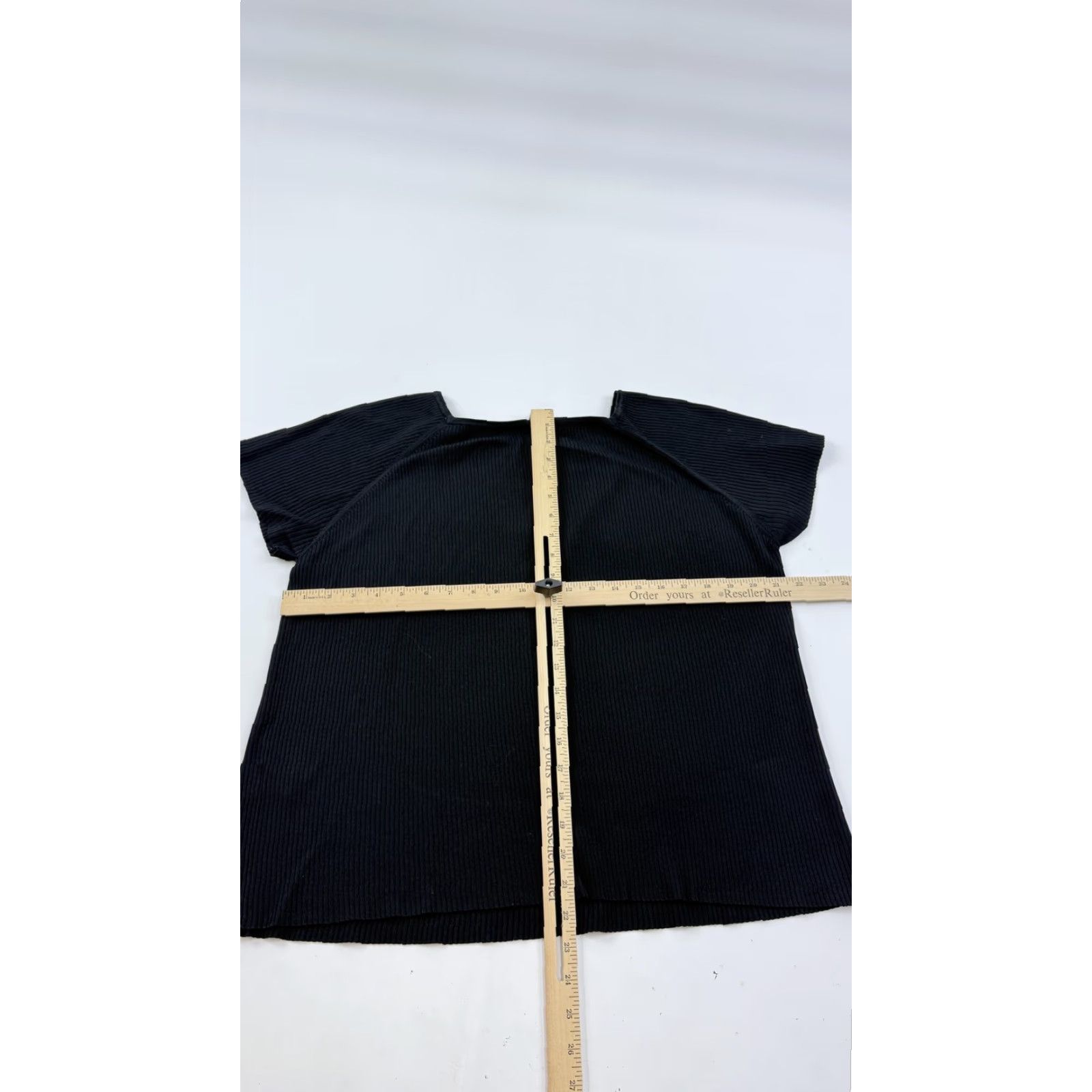 Vintage VINTAGE August Silk Shirt Womens 3XL Black Ribbed Short Sleeve Stretch Knit Top Size XXL / US 16-18 / IT 52-54 - 6 Thumbnail