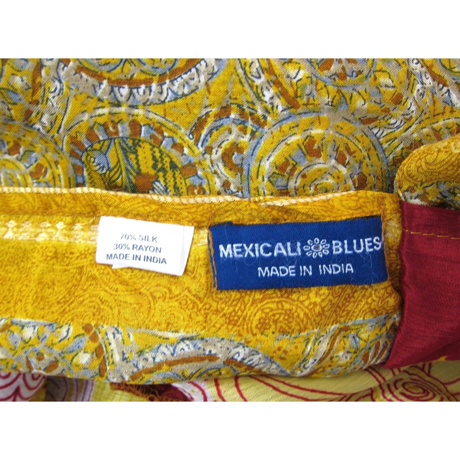 Vintage VINTAGE Mexicali Blues Silk Reversible Midi Wrap Skirt OS Women Yellow Floral XS-OS? Size 42" / US 20 - 3 Thumbnail