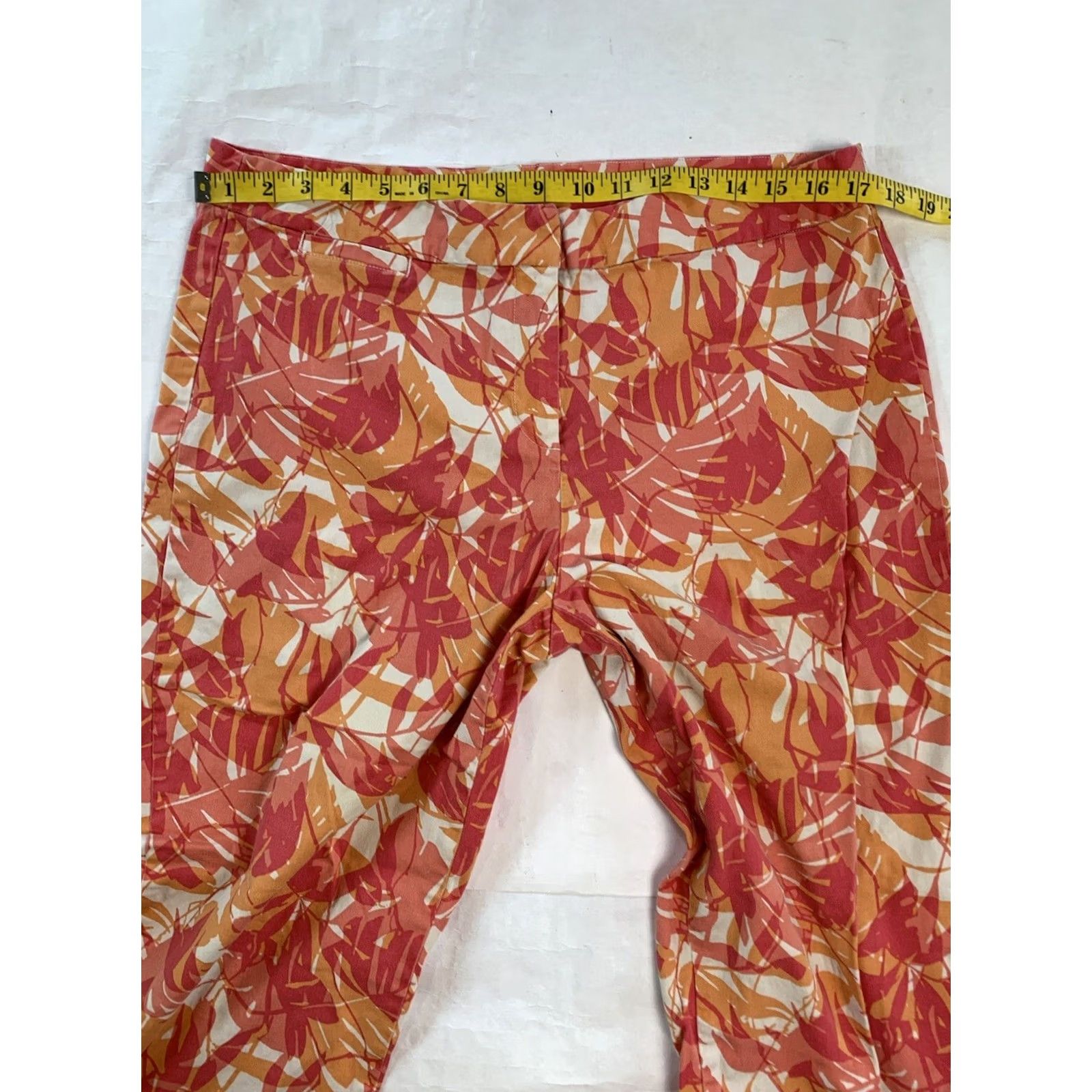 J. Jill VINTAGE J. Jill Pants Womens 14 Tall Pink Stretch Leaf Print Boho Career Resort Vacation Size 36" / US 14 / IT 50 - 8 Thumbnail