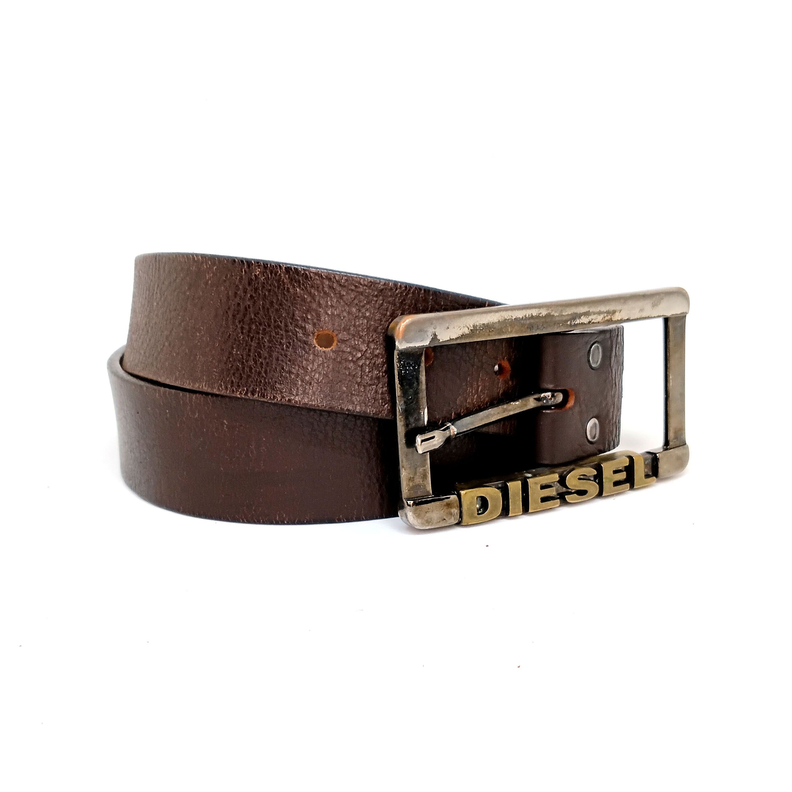 Diesel Diesel Brown Leather Belt with Large Buckle Size 36 - 9 Thumbnail
