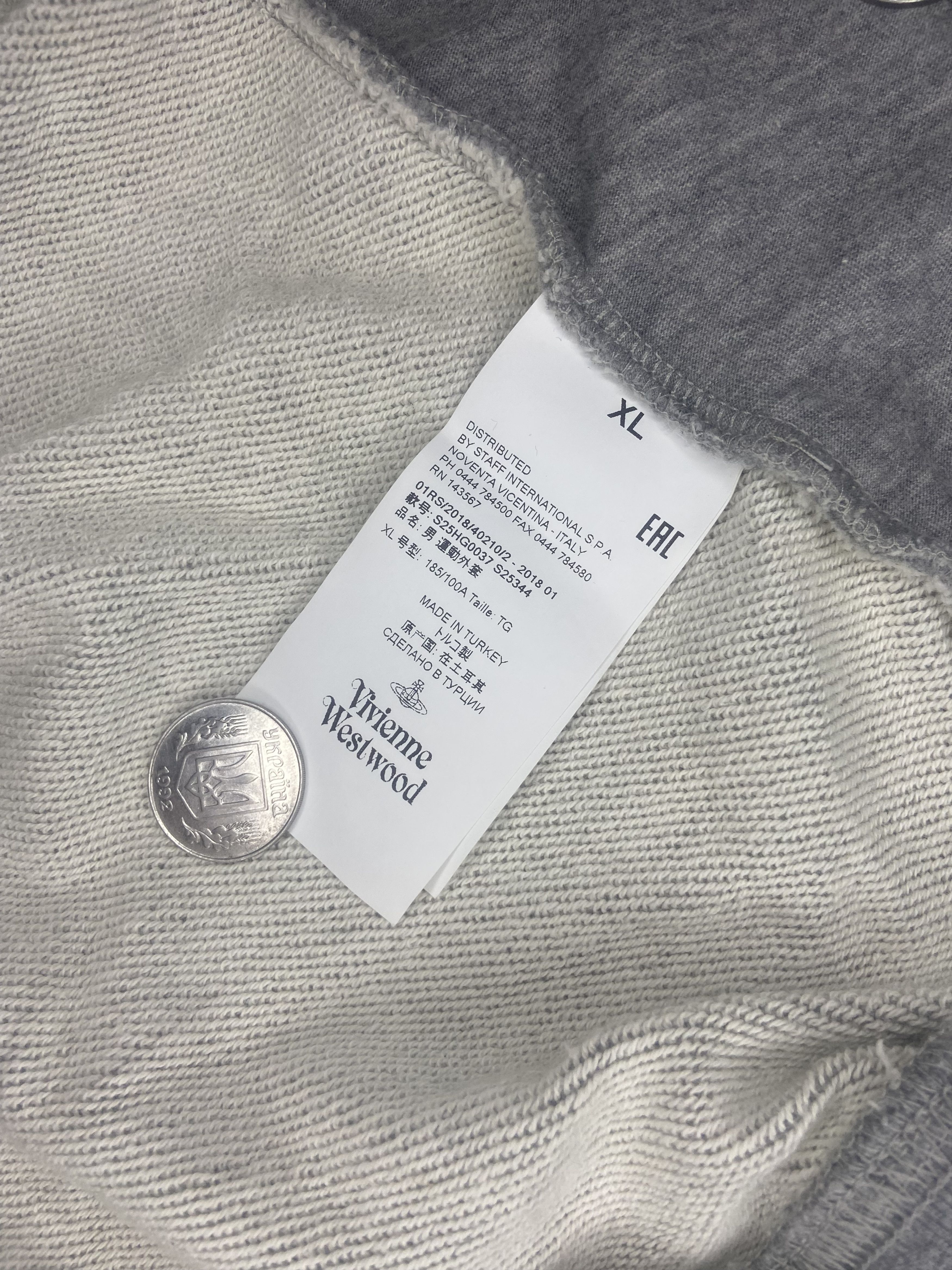 Vivienne Westwood Vivienne Westwood Zip up hoodie gray and white striped Size US XL / EU 56 / 4 - 3 Thumbnail