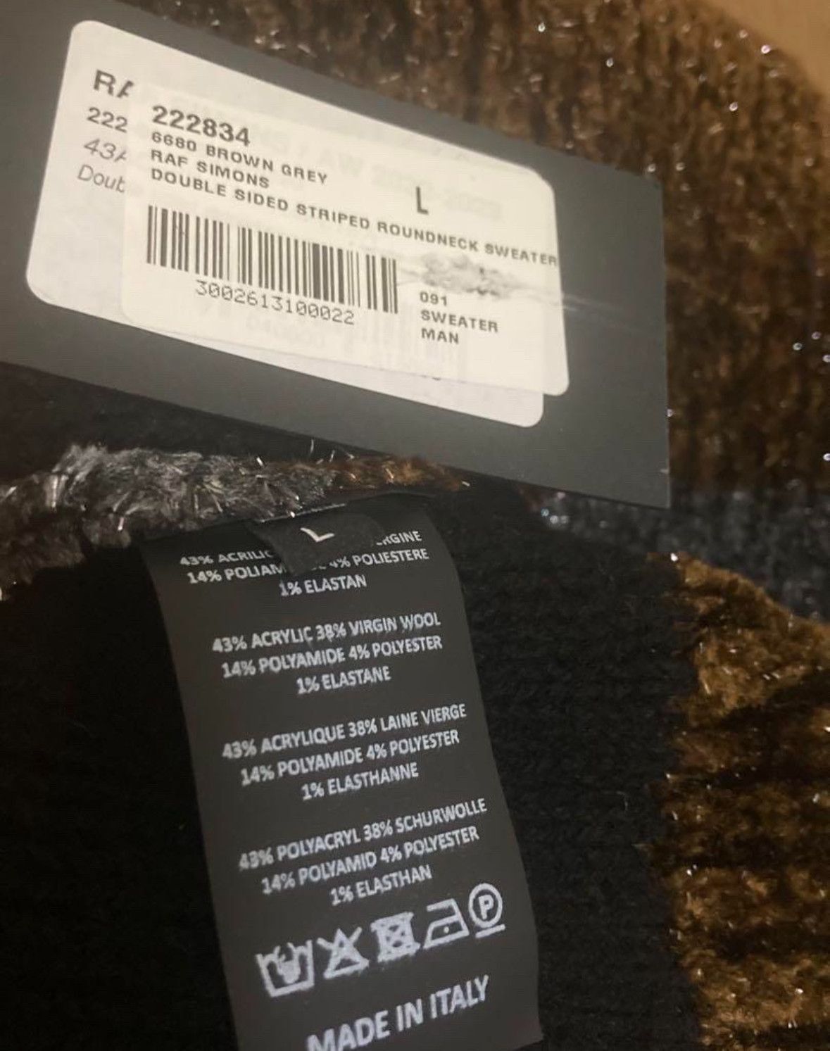 Raf Simons 22AW Trimmed Reversible Stripe Short Sweater-250