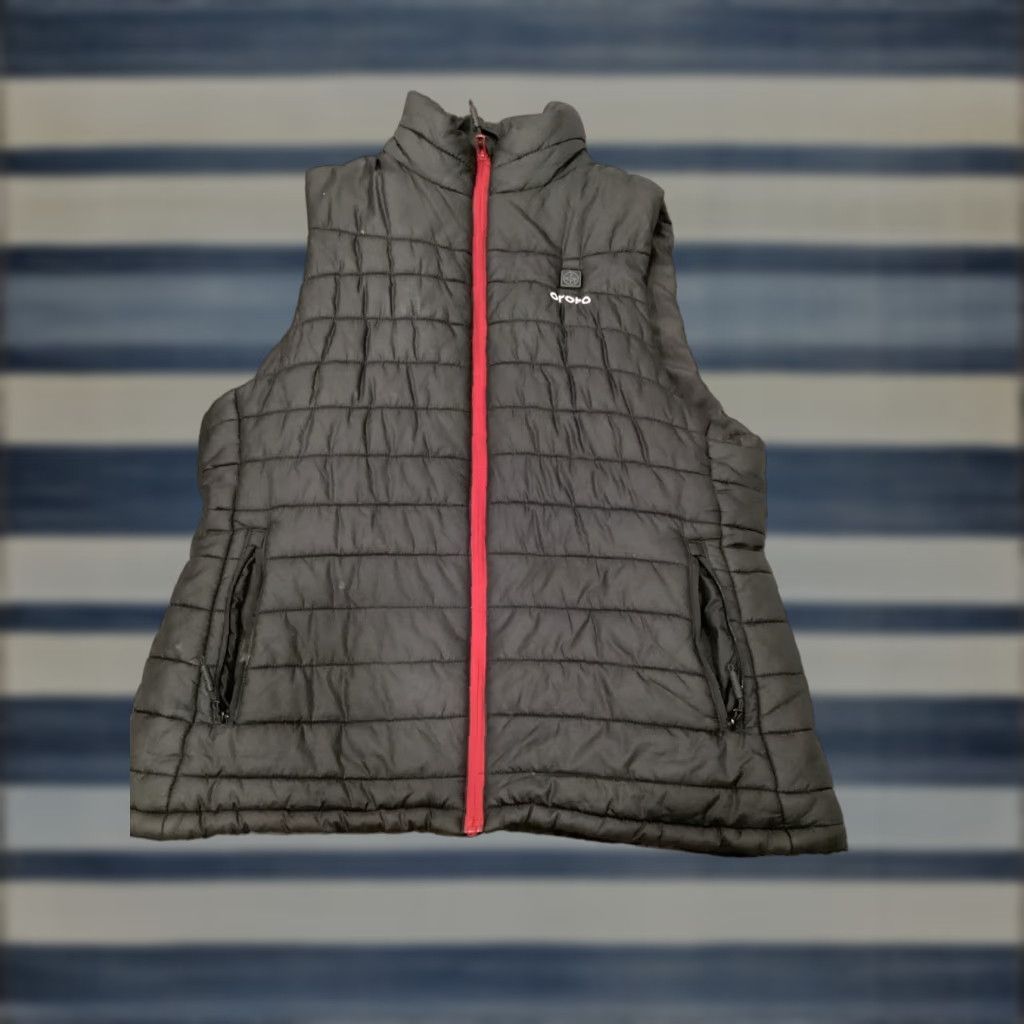 Vintage Ororo Vets Mens XL Black Puffer Quilted Full Zip Heated Vest - Nylon Shell, Polyester Lining, Logo, Windbreaker, Regular Size, No Battery, Stains Size US XL / EU 56 / 4 - 1 Thumbnail
