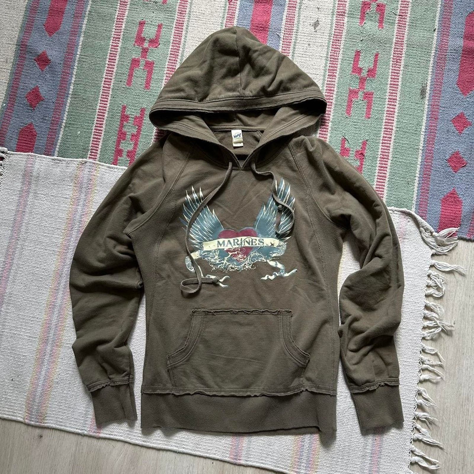 Vintage Vintage Y2K marine army green khaki grunge tattoo sweatshirt Size M / US 6-8 / IT 42-44 - 4 Thumbnail