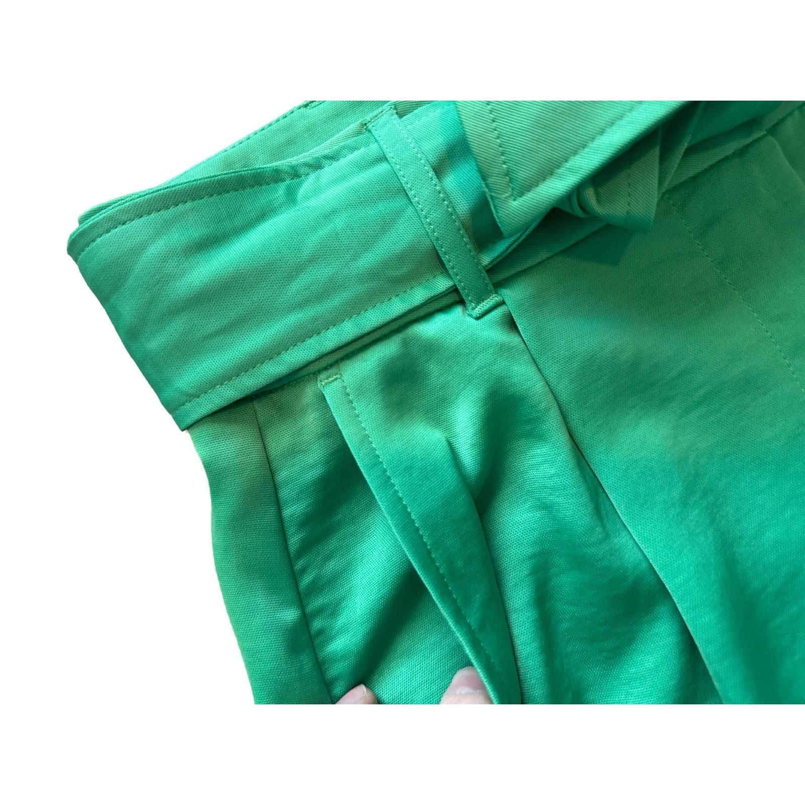 Express Express Womens 4 Shortie Super High Rise Green Belted Shorts Size 27" / US 4 / IT 40 - 4 Thumbnail