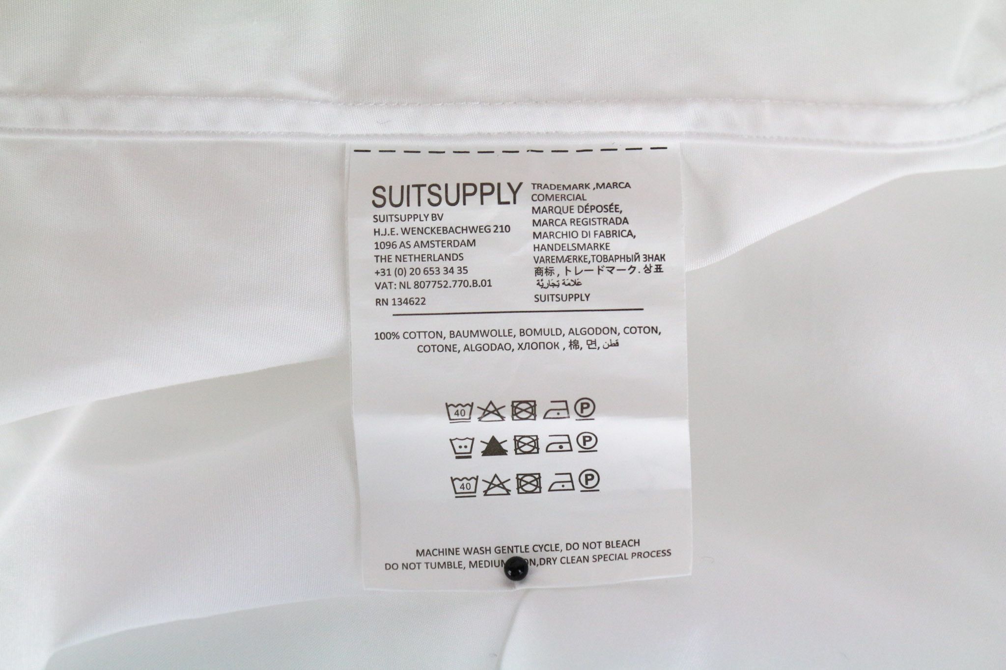 Suitsupply 39/15 1/2 Slim White Cotton Twill Long 72837 Size 38R - 7 Thumbnail