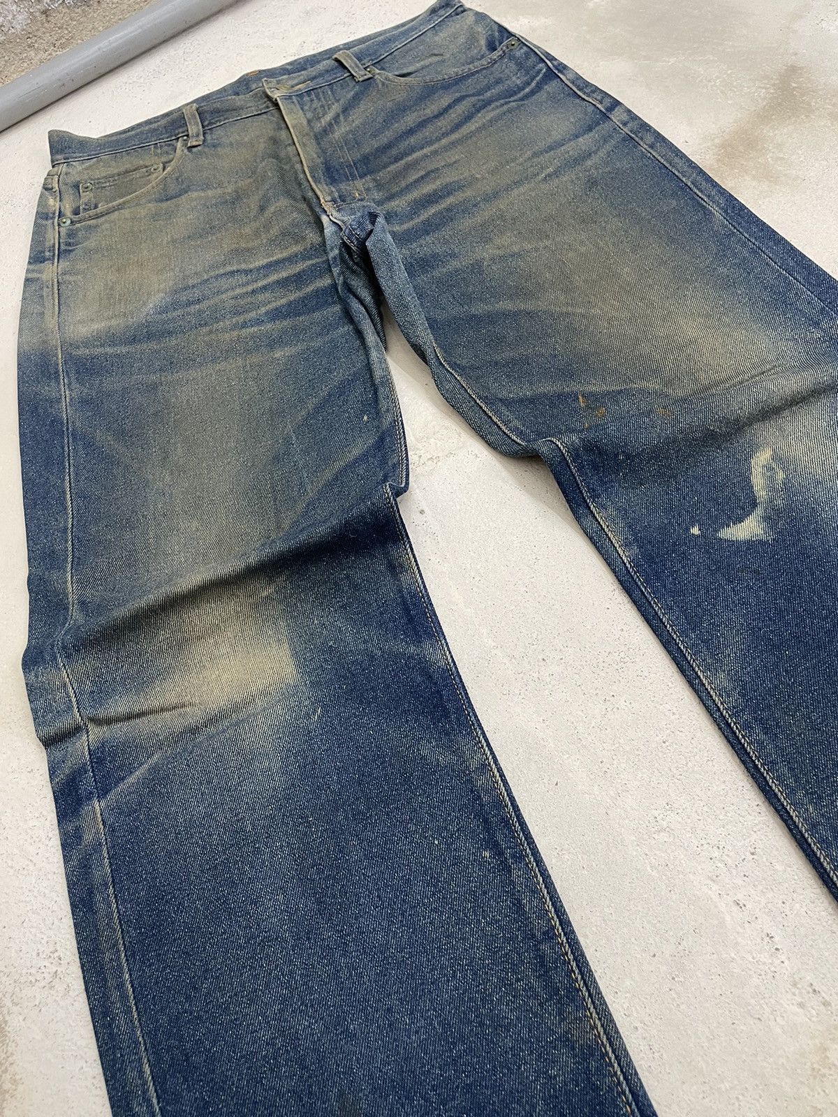 20471120 Work & Street Boys Mud Wash Y2k Distressed Japan Denim A30 Size US 33 - 4 Thumbnail