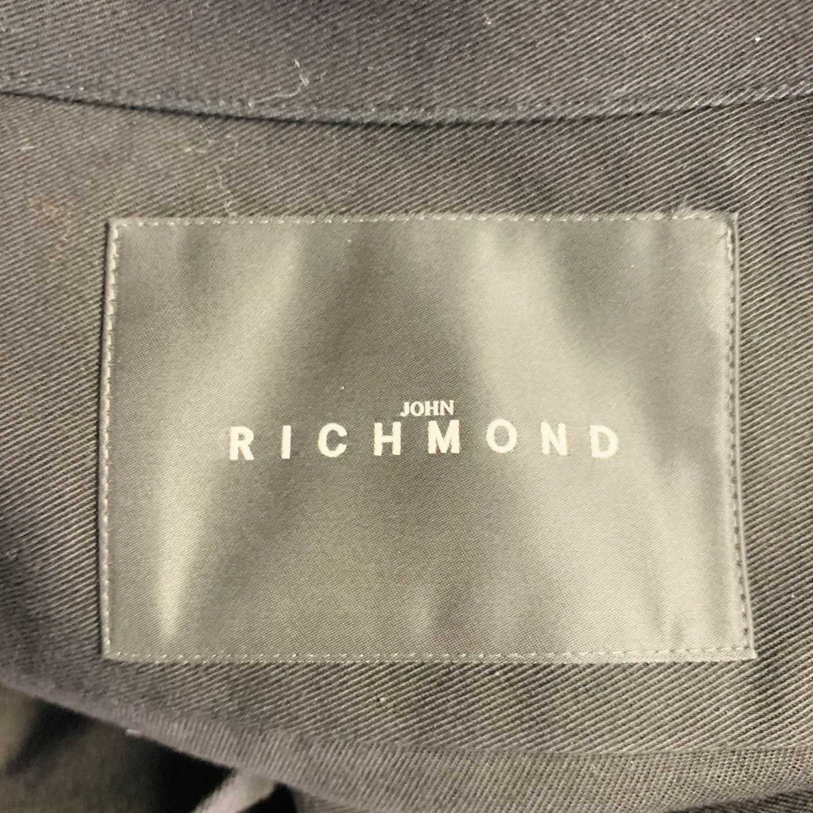 John Richmond L Black Silver Cotton Blend Studded Stars Two Pockets Shirt Size L / US 10 / IT 46 - 6 Thumbnail