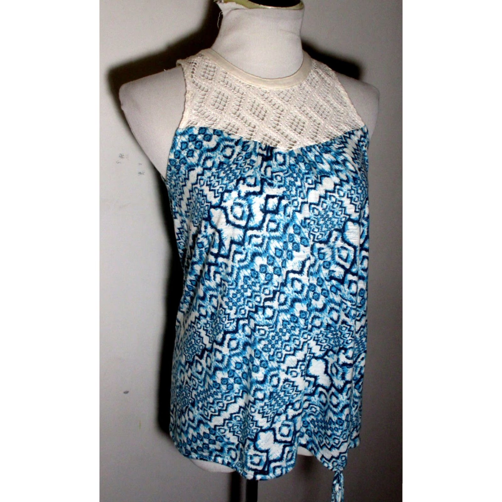 Lucky Brand LUCKY BRAND Blue Sleeveless Lace Trim Top Size S Size S / US 4 / IT 40 - 5 Thumbnail