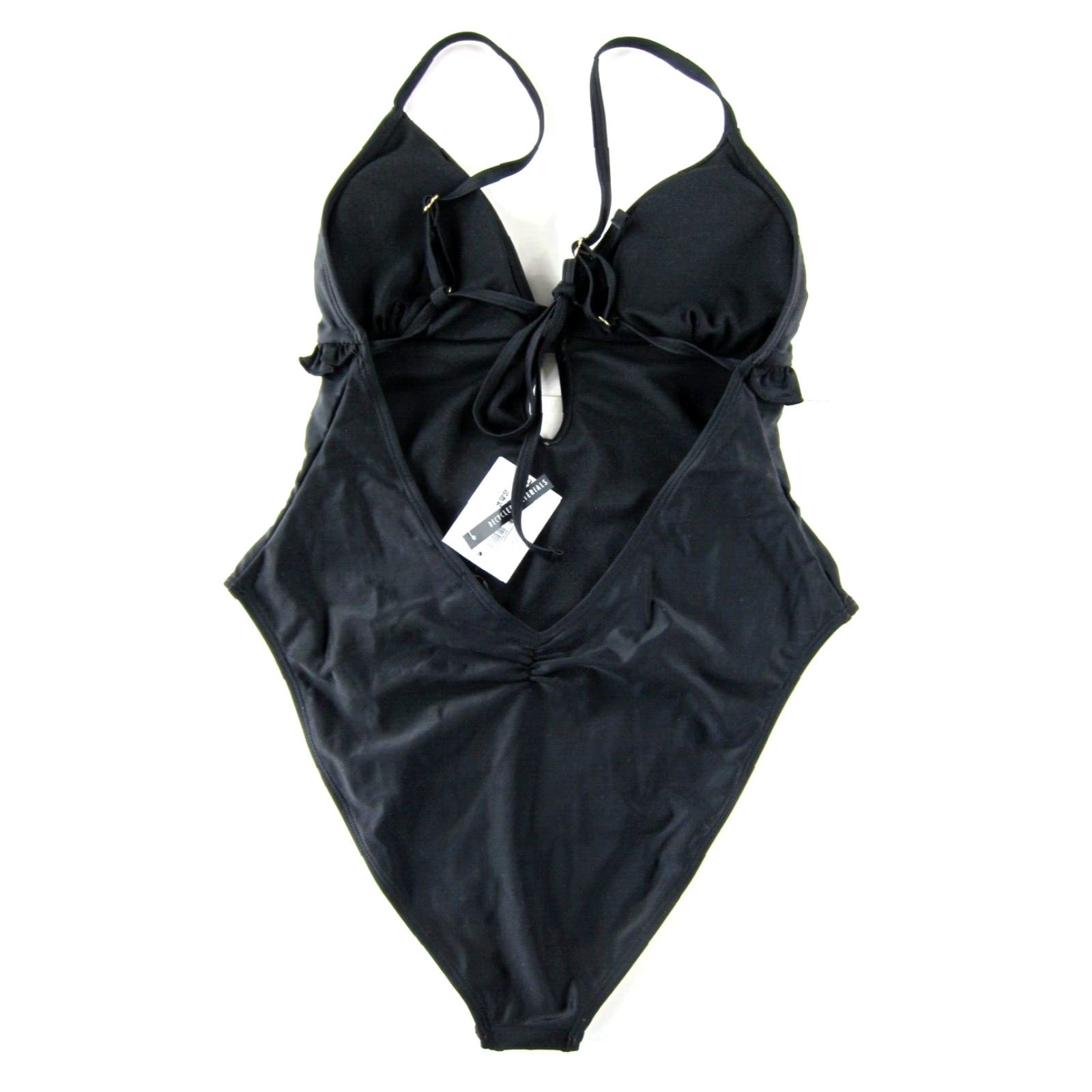 River Island NWT River Island Black Resort Ruffle Open Back One Piece Swimsuit Woman 10 Size ONE SIZE - 2 Thumbnail