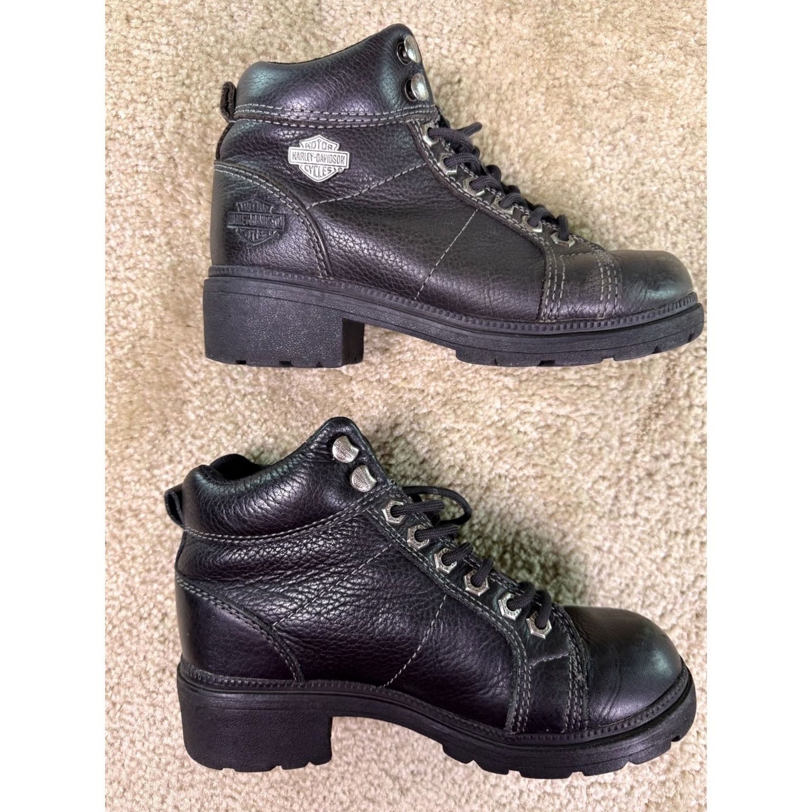 Harley Davidson Harley-Davidson Women's Tyler Chukka Boots Black Leather Size 6 M D84280 Size US 6 / IT 36 - 3 Thumbnail